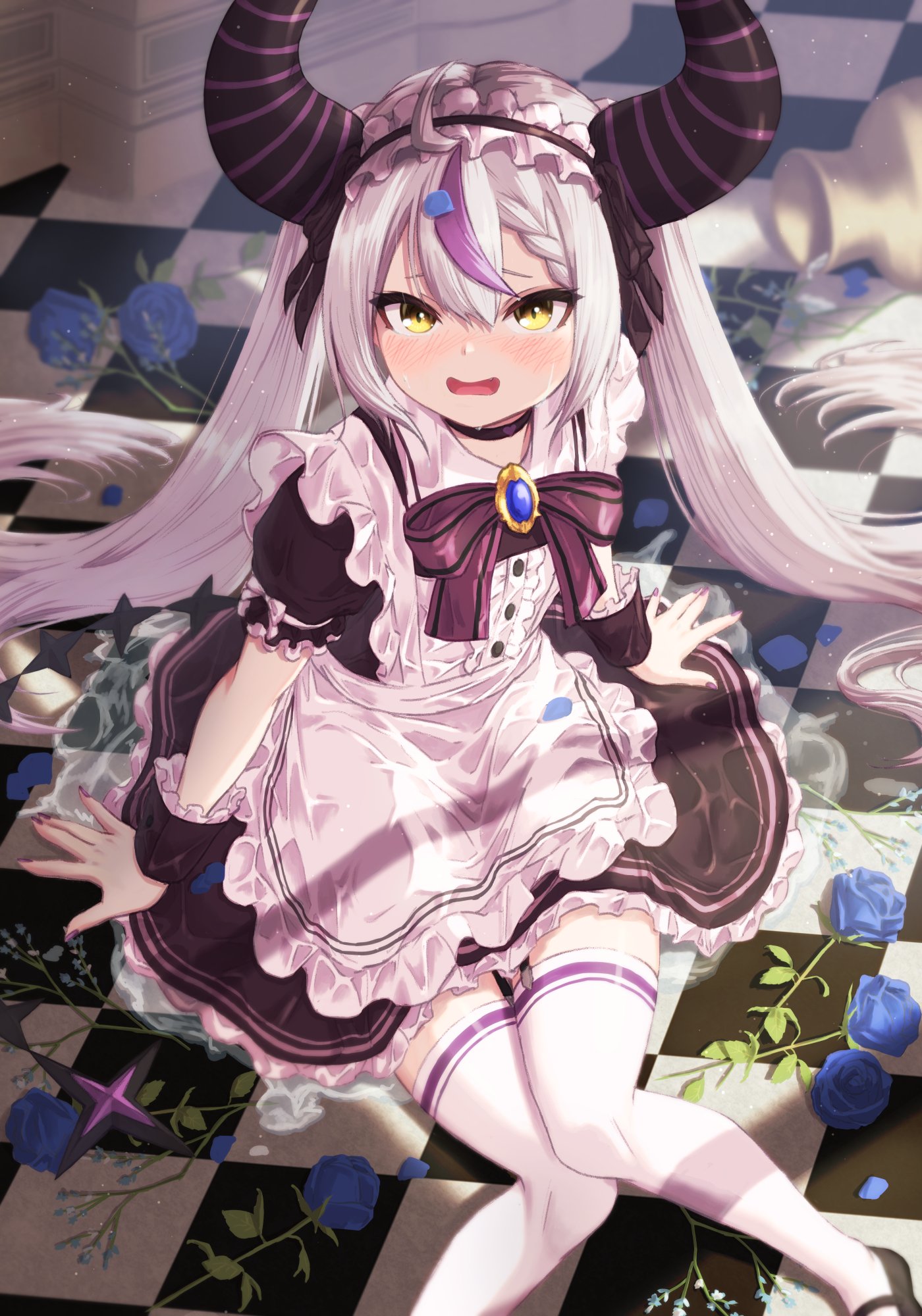 Anime Anime Girls Virtual Youtuber Hololive Laplus Darkness Vertical Yellow Eyes Maid Maid Outfit Ho Wallpaper:1400x2000
