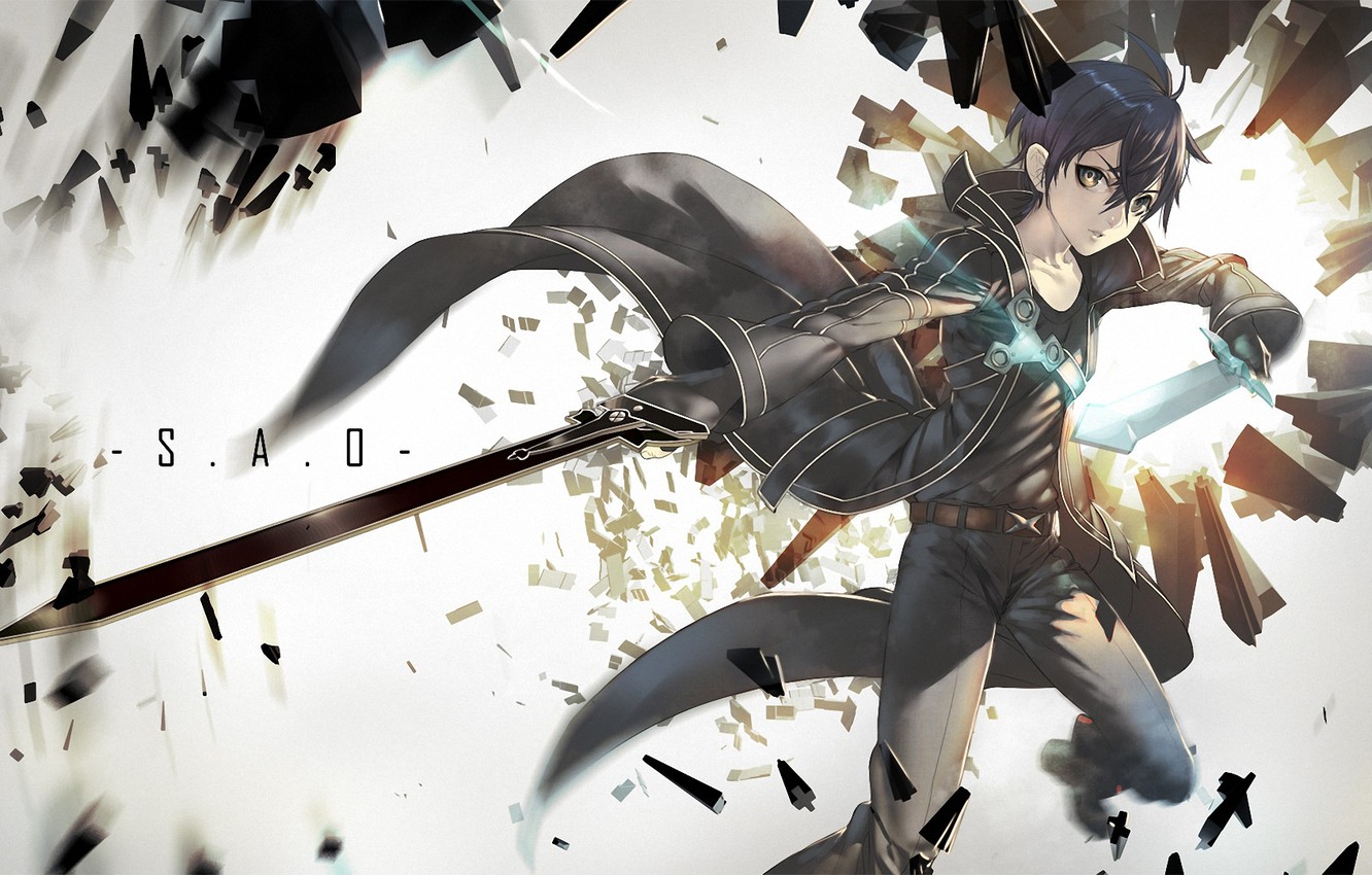 Wallpaper sword, art, guy, sword art online, kirigaya kazuto, sumiobunnya image for desktop, section сёнэн