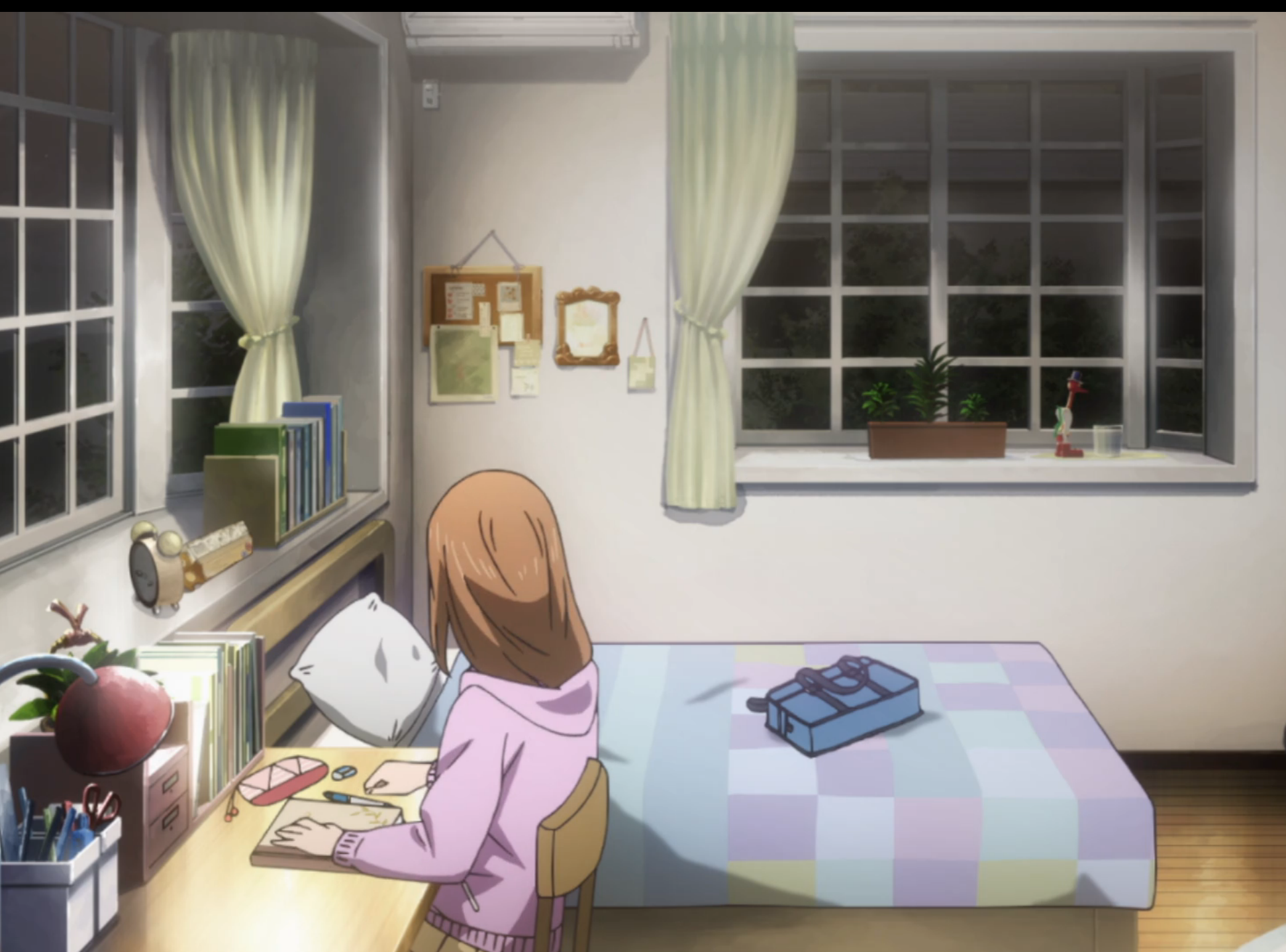 anime study. Anime room, Anime bedroom ideas, Bedroom drawing