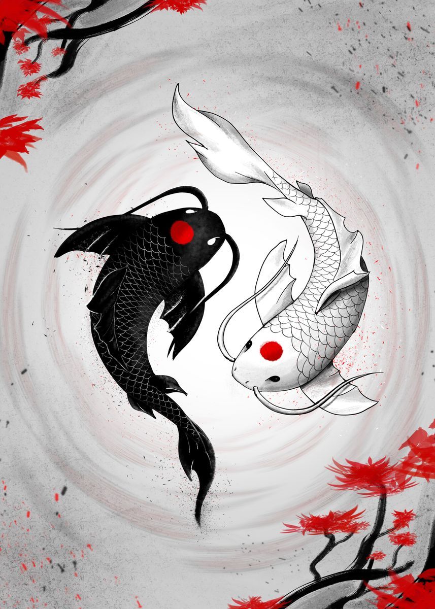 Japanese Koi Fish Vision' Poster by Geek Zen. Displate. Carpe koi dessin, Peinture koi, Dessin japonais