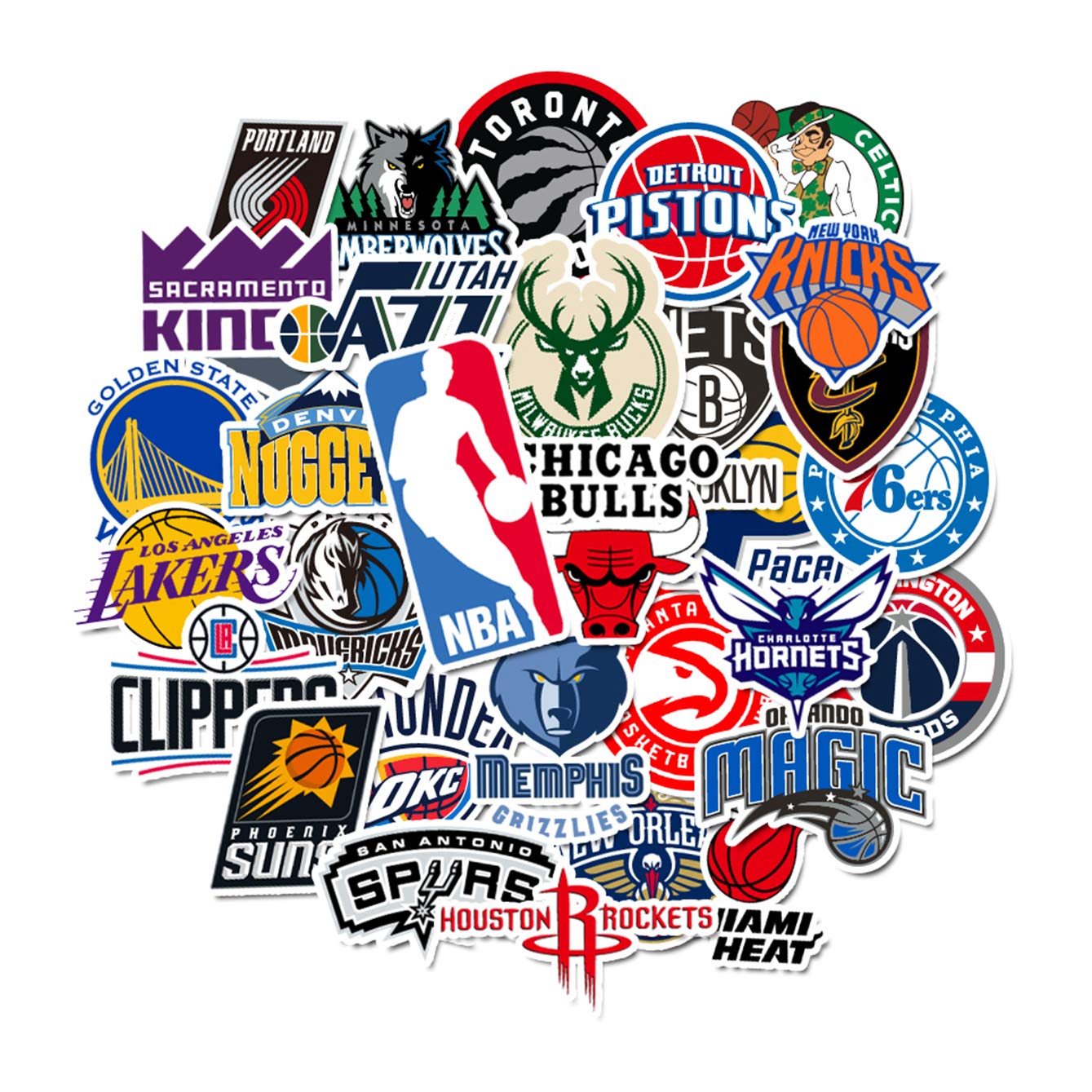 Buy Sweetures NBA Team Stickers Creative DIY Stickers Funny Decorative Cartoon for Cartoon PC Luggage Computer Phone Home Wall Garden Window Snowboard (31pcs) Online