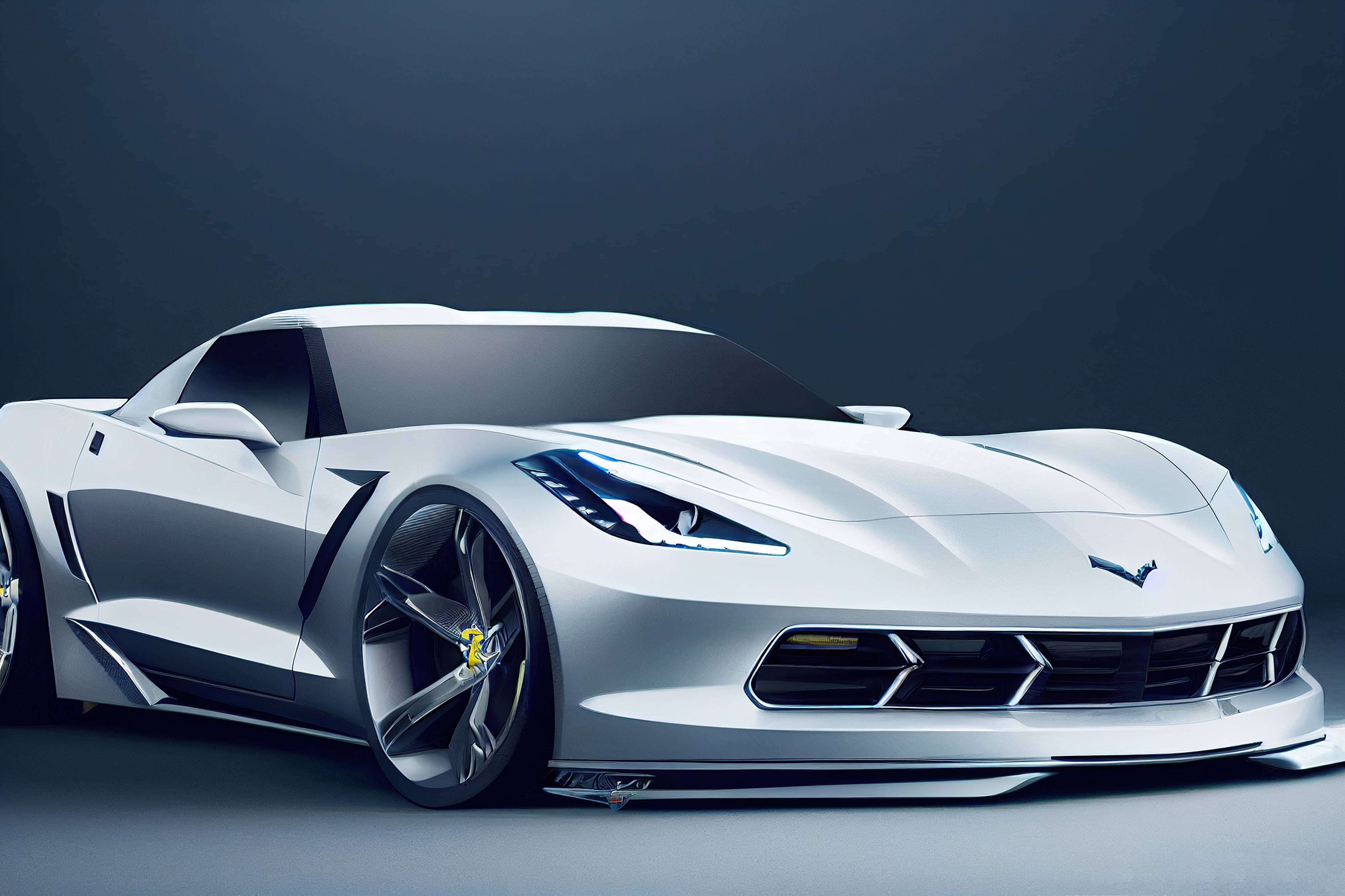 Silver Chevrolet Corvette sports car desktop wallpaper background