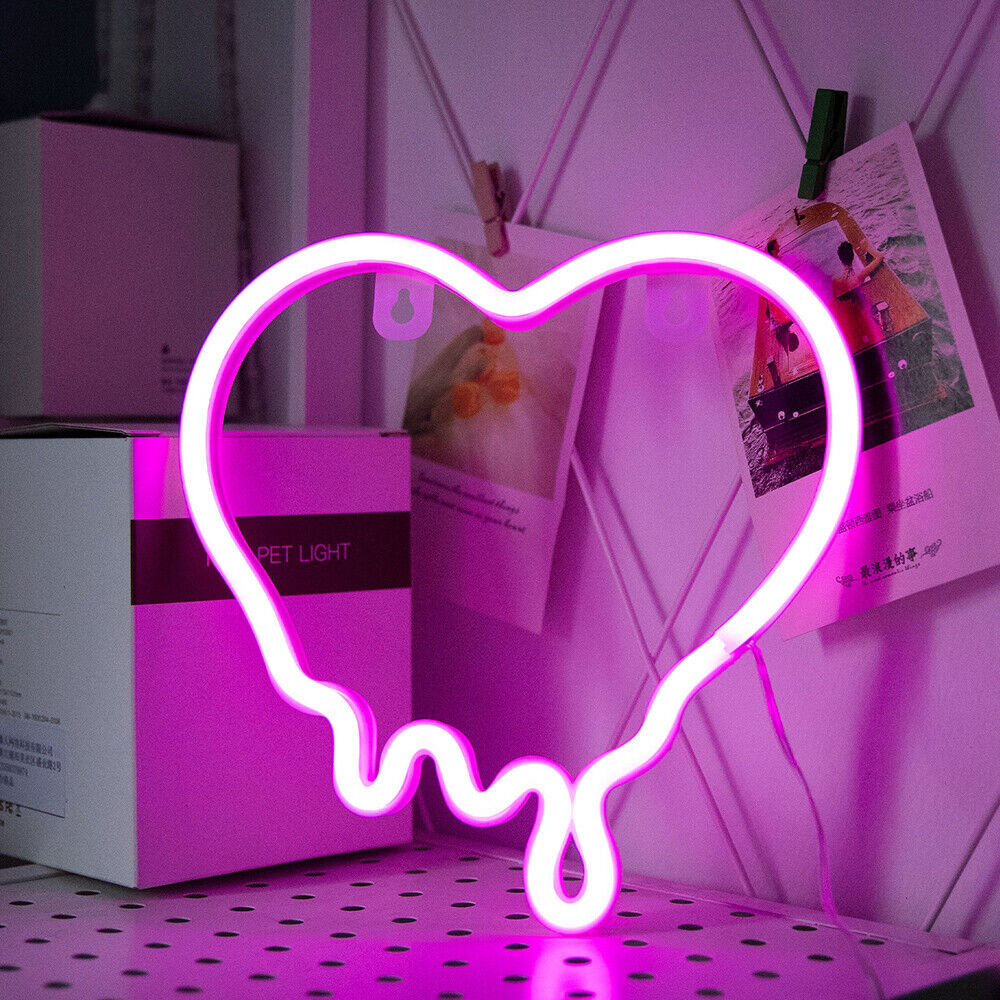 LED Neon Sign Melting Heart Pink Neon Light for Wall Decor Lamp for Kids Bedroom