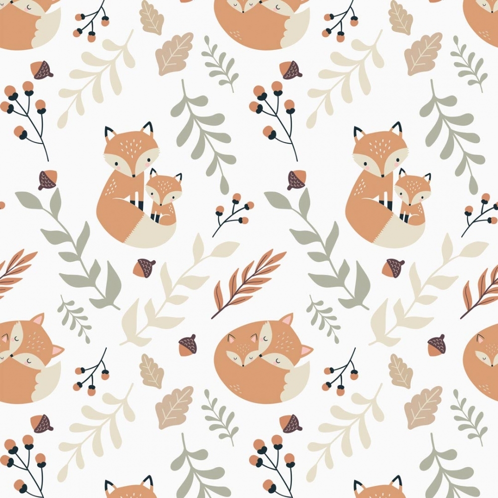 Forest Foxes wallpaper in warm tones. I Love Wallpaper