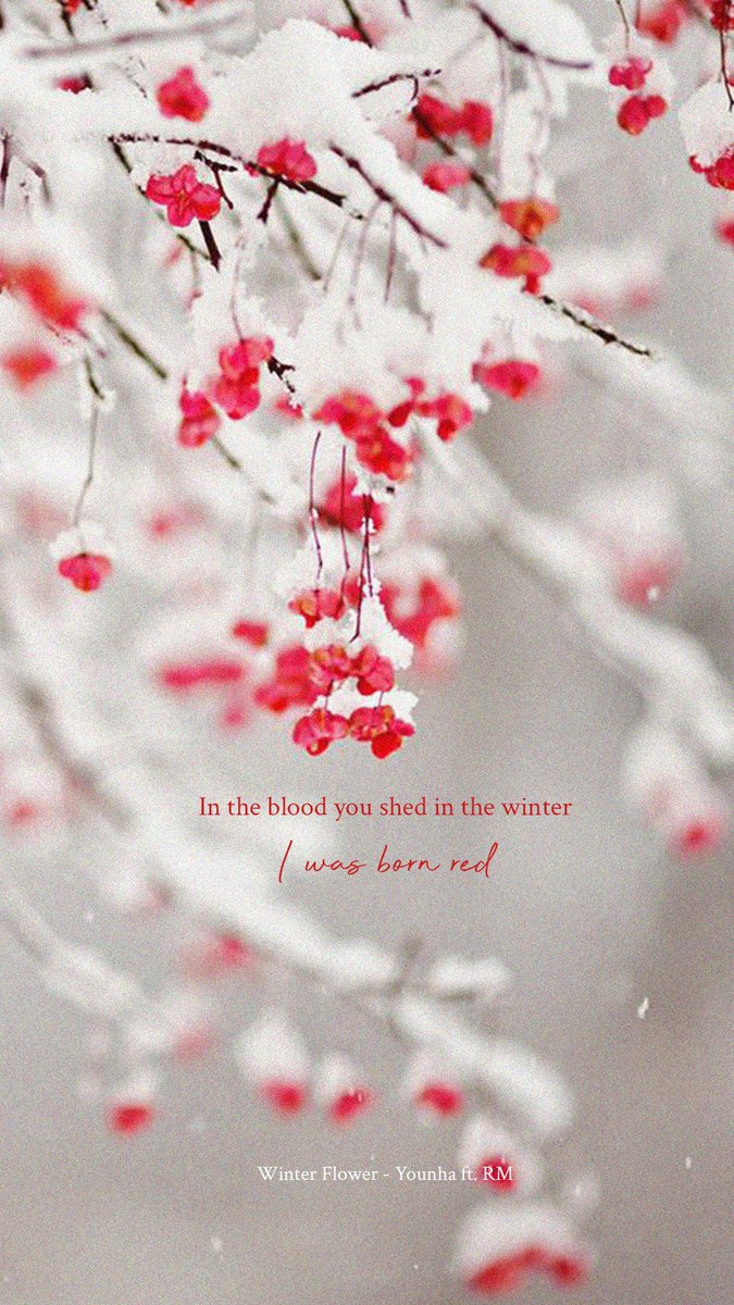 BTS Lyrics ⁷ was born red Winter Flower ft. RM (BTS) #bts #lyrics #quotes #inspiration #wallpaper #lockscreen #aesthetic #mood #winterflower