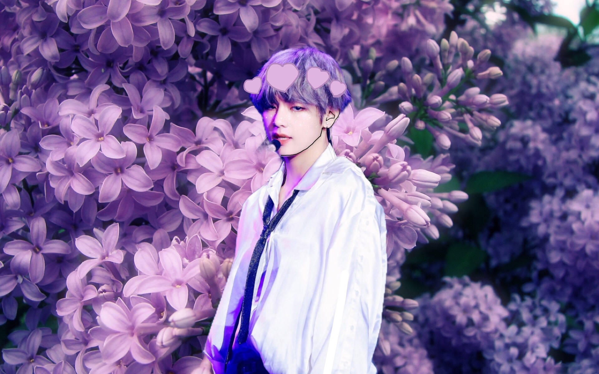 Download Bts Purple V Flower Aesthetic Wallpaper