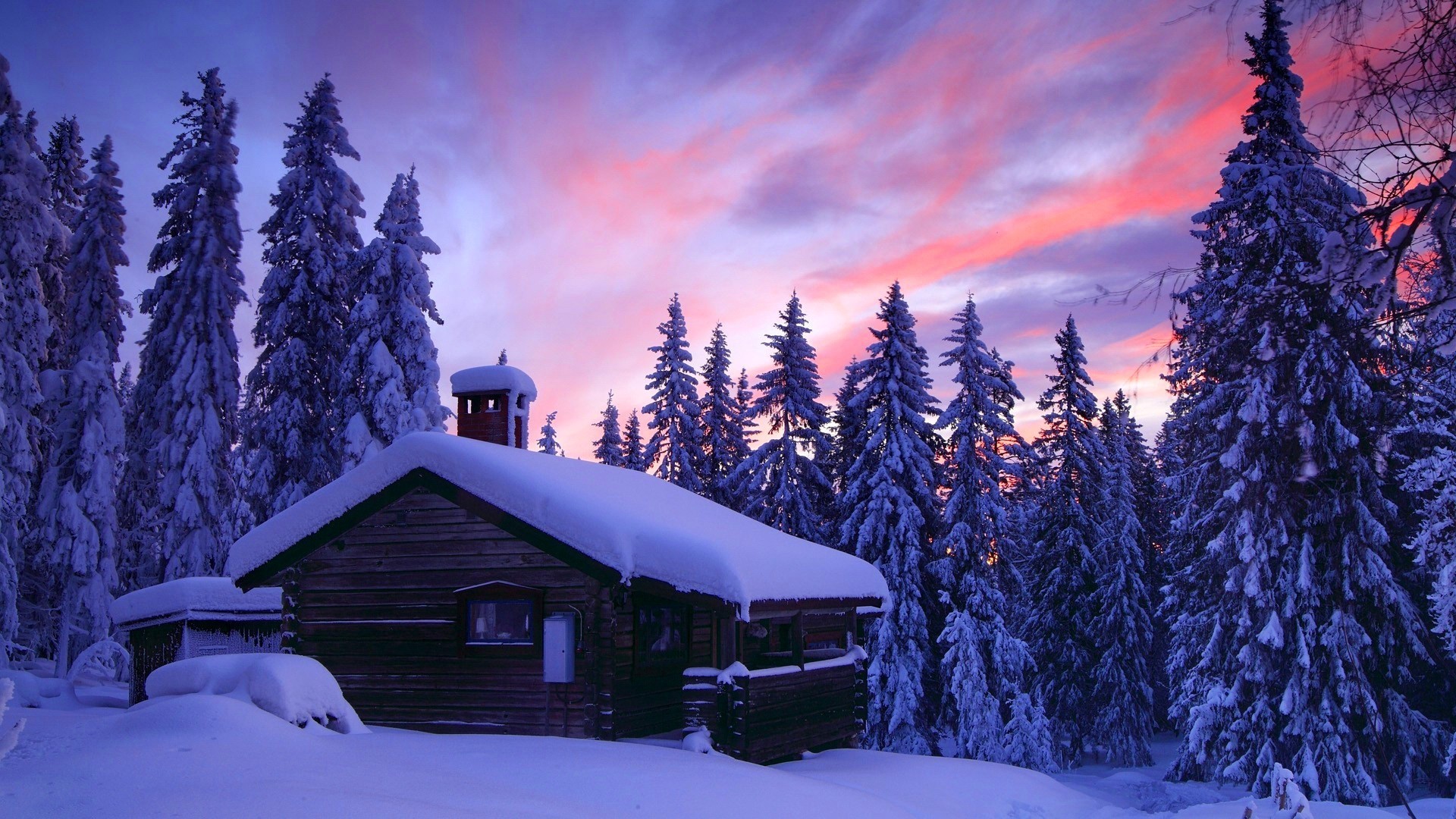 Winter Cabin Wallpaper