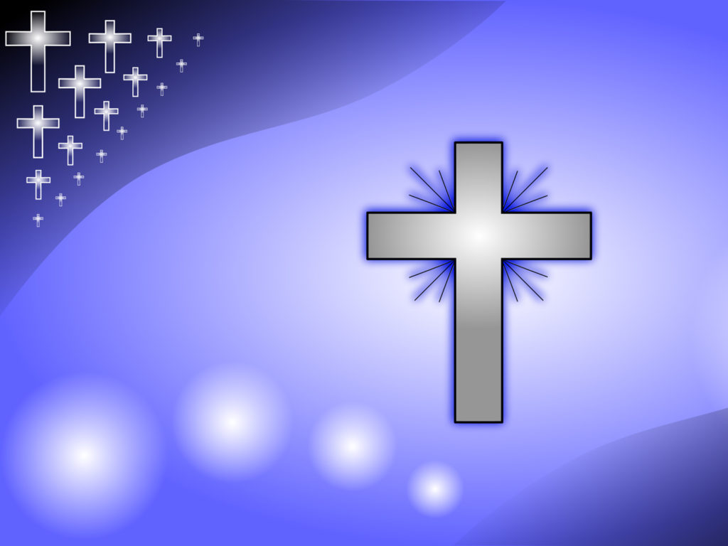 Iceblue Glowing Cross Background. Purple, Religious. Free PPT Grounds