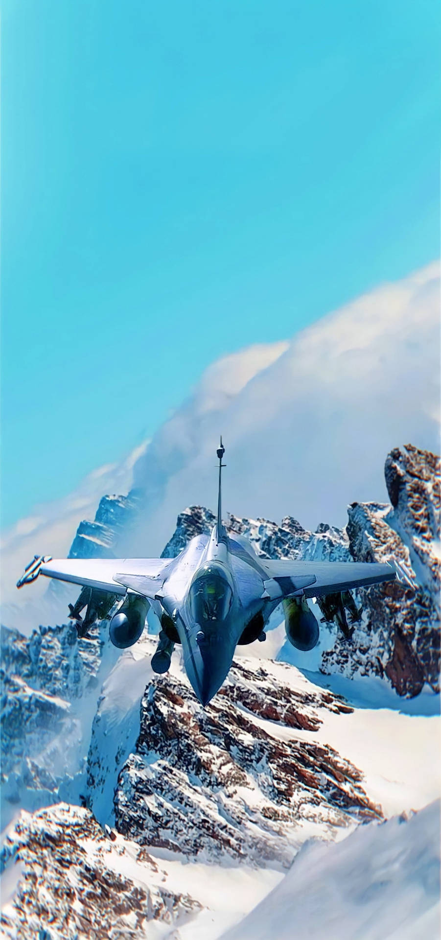 Download Fighter Jet iPhone Over The Snow Mountains Wallpaper