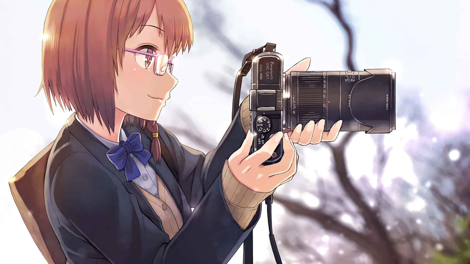 Anime Girl Glasses Photographer 4K Wallpaper #259