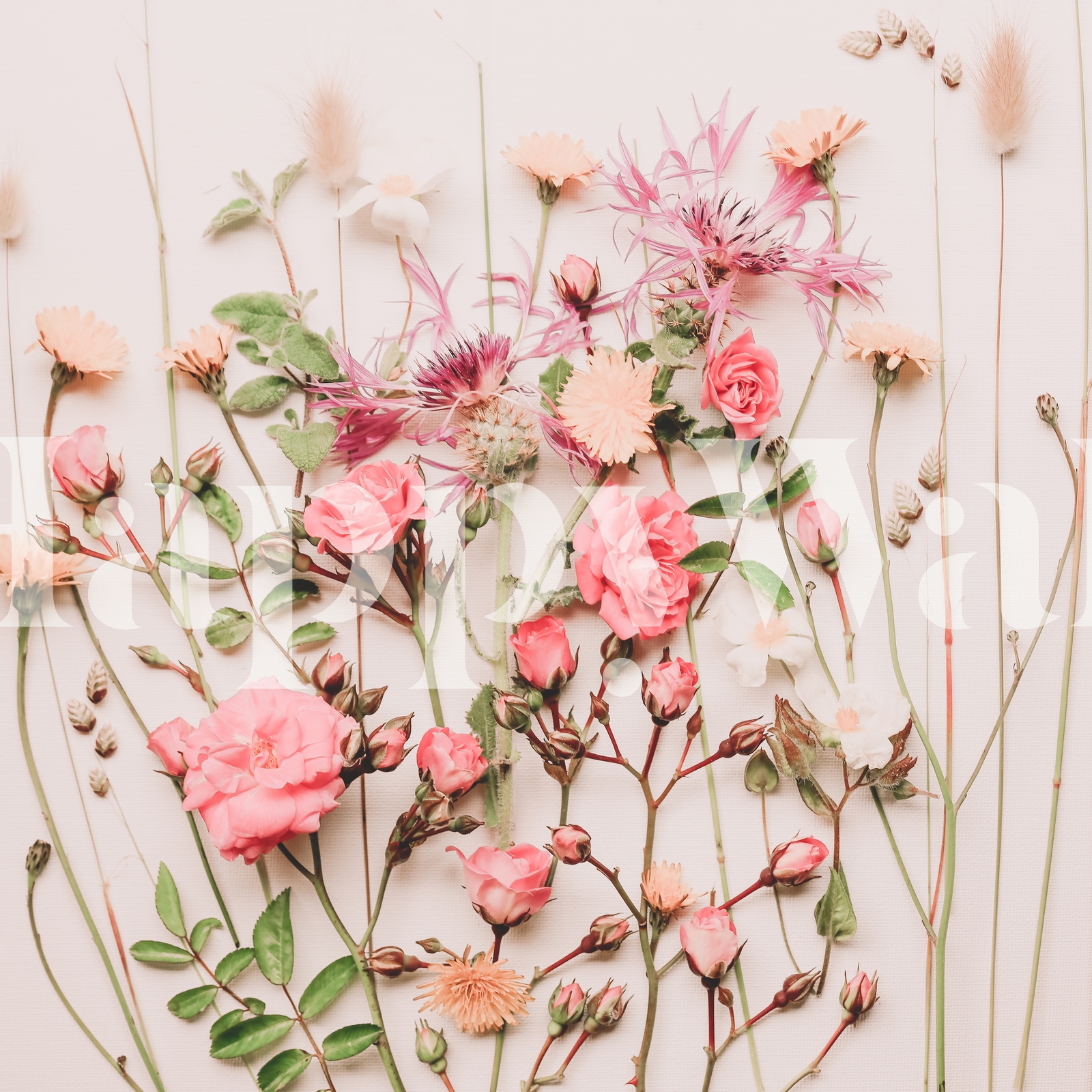 Wildflowers and Pink Roses wallpaper