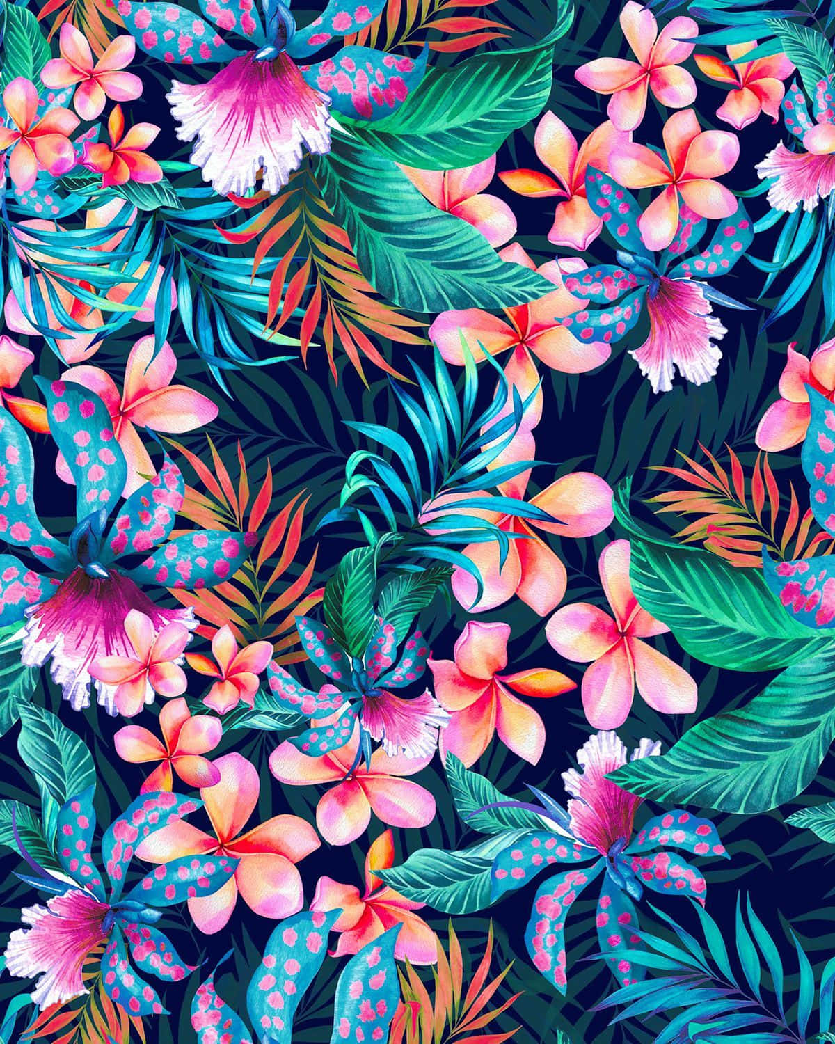 Download Tropical Flower & Plant In Hawaiian Background