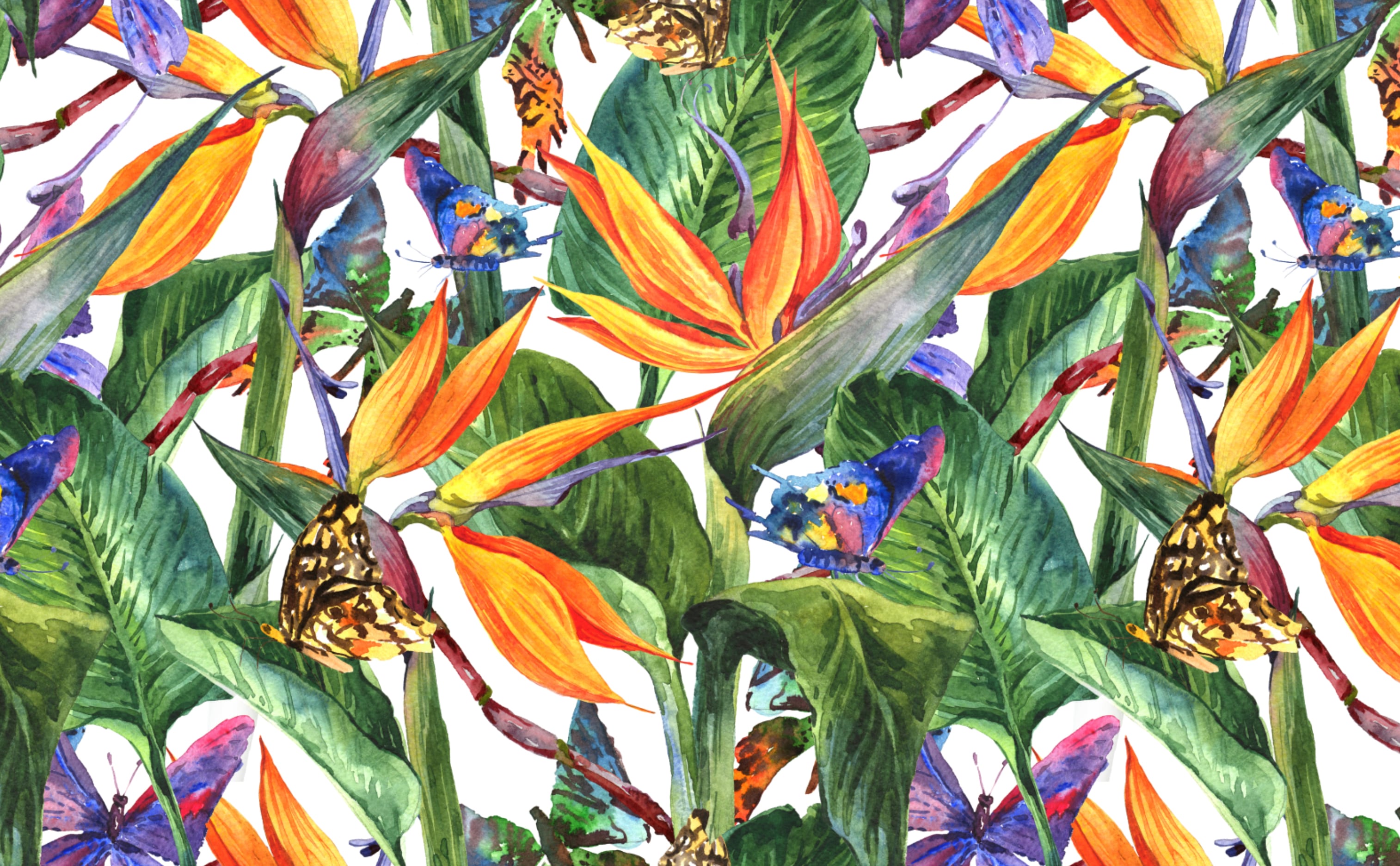 Tropical Floral Pattern Wallpaper