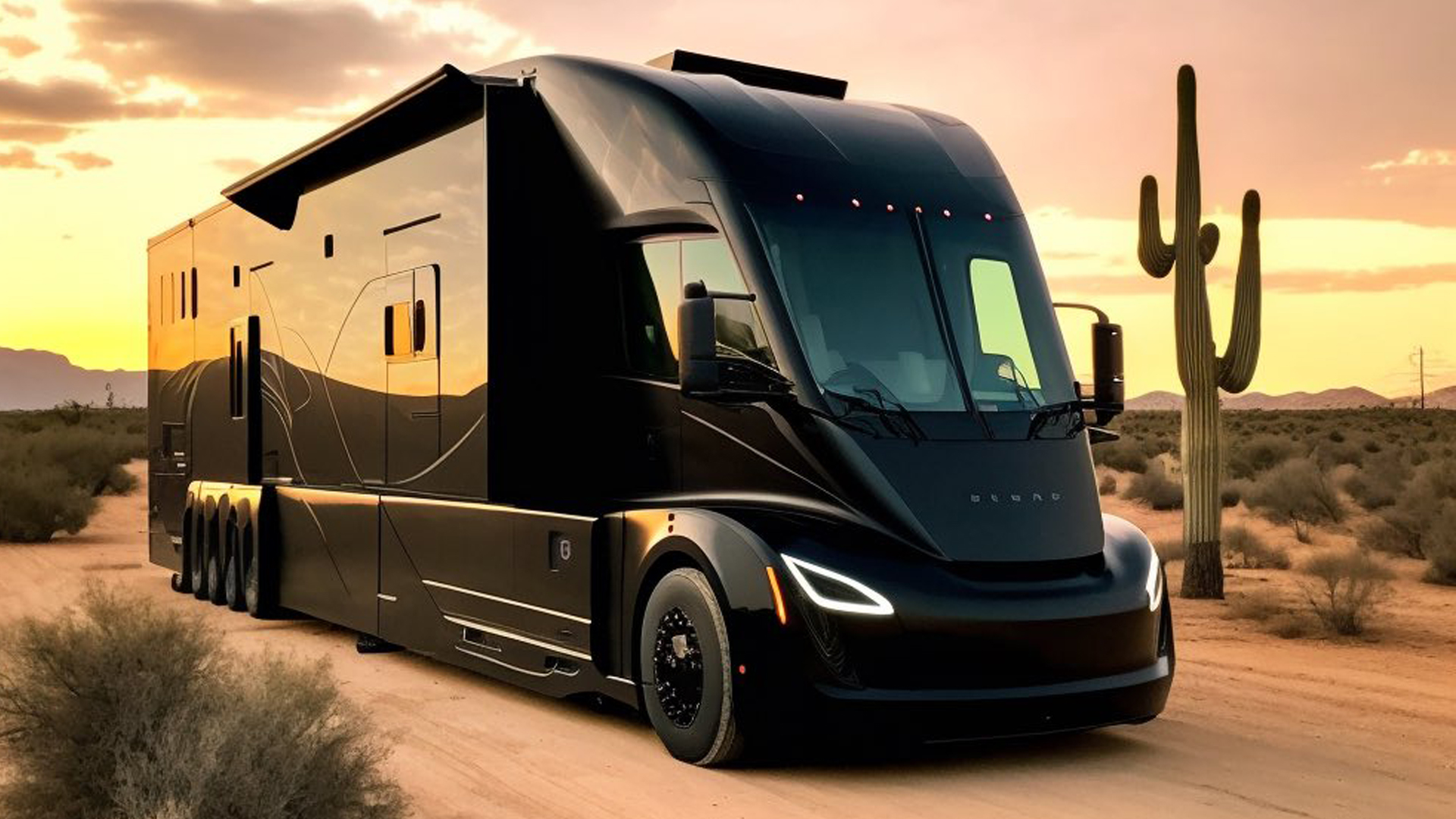 Incredible Tesla Semi motorhome design revealed that's fully electric & can drive up to 500 miles with one charge. The US Sun