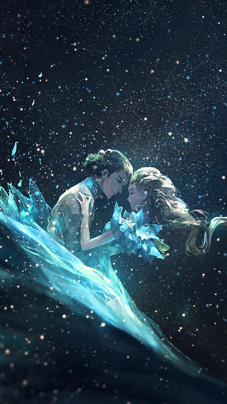 iPhone 6 wallpaper. anime kiss love green girl boy illustration art