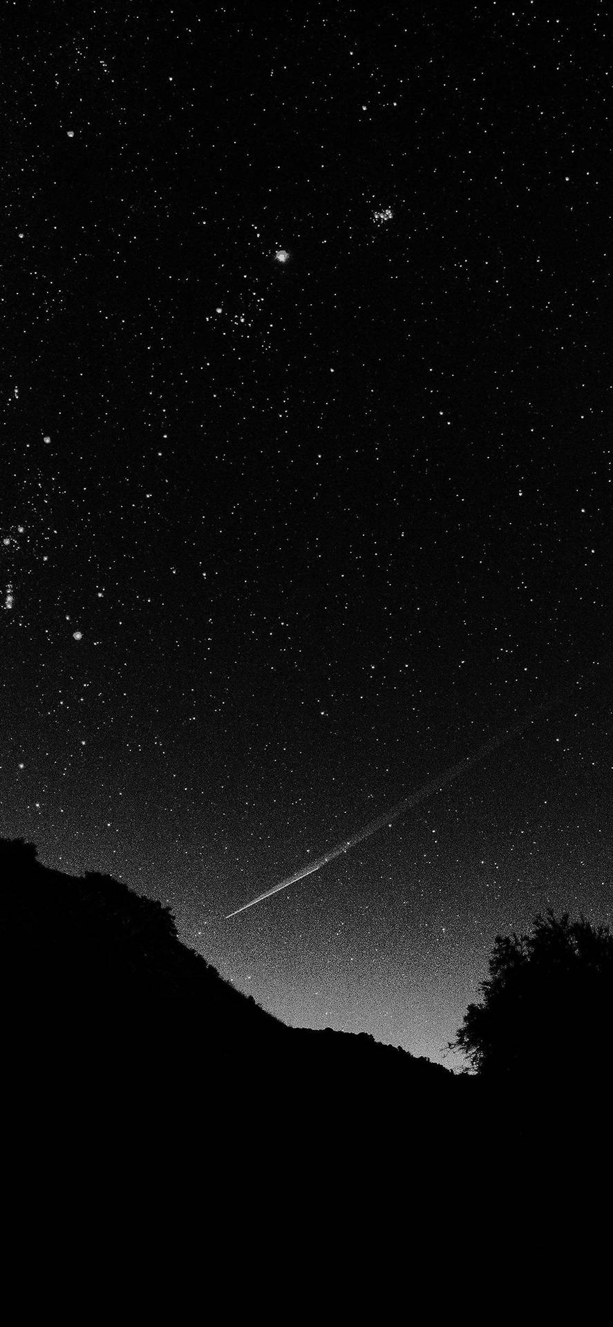 Download Night Sky With Shooting Star Solid Black iPhone Wallpaper