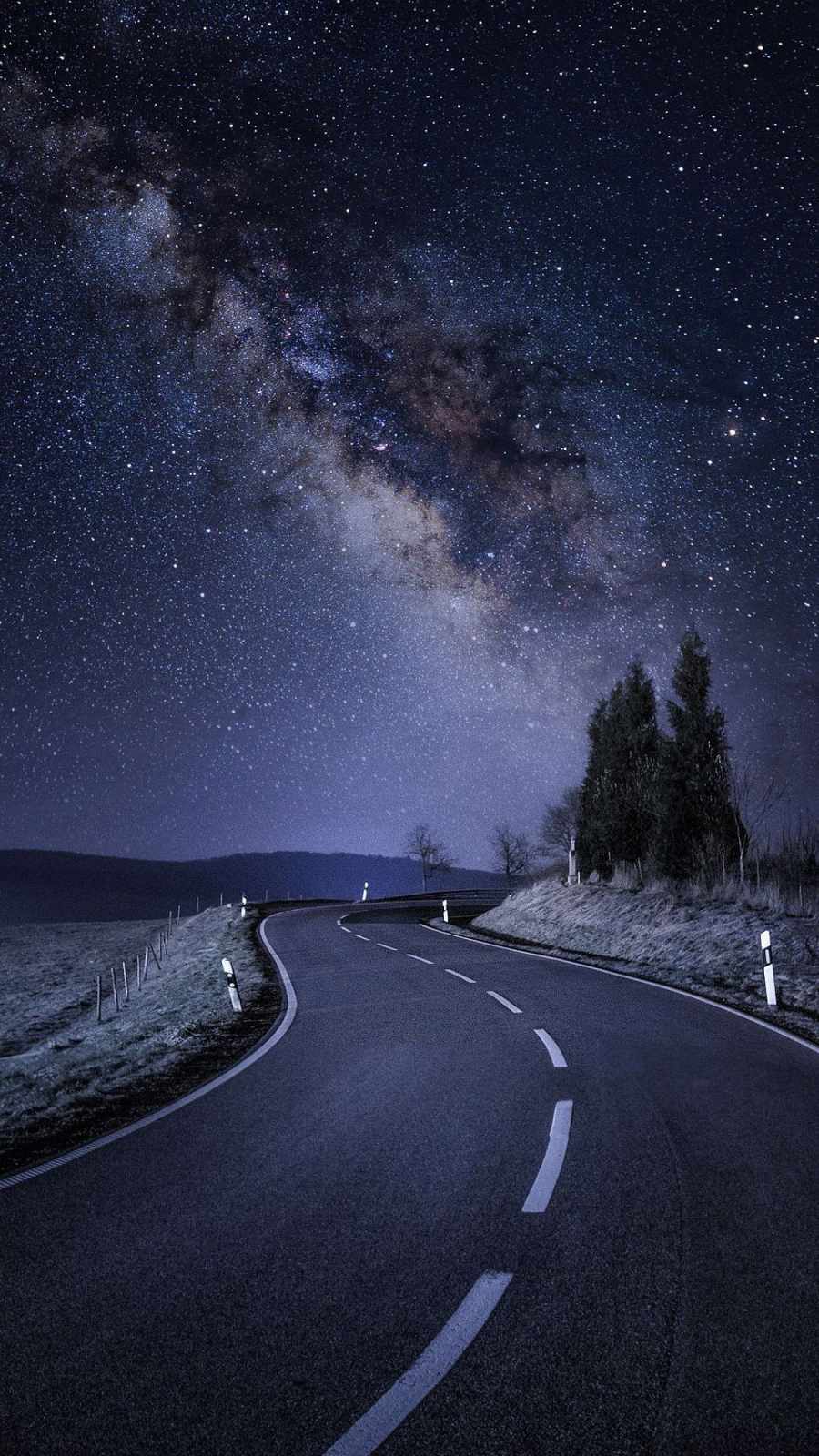 Star Night Road 4K iPhone Wallpaper