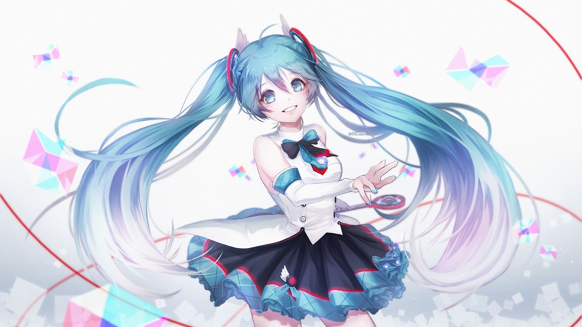 Desktop Wallpaper Happy, Joy, Anime Girl, Hatsune Miku, HD Image, Picture, Background, 6d8b7d