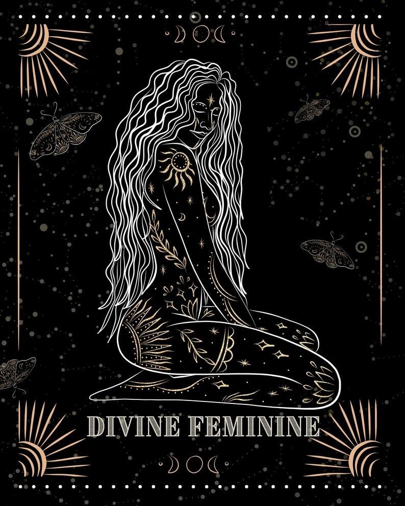 Divine Feminine Digital Art Wild Woman Bohemian Artwork. Divine feminine art, Goddess art, Spiritual artwork