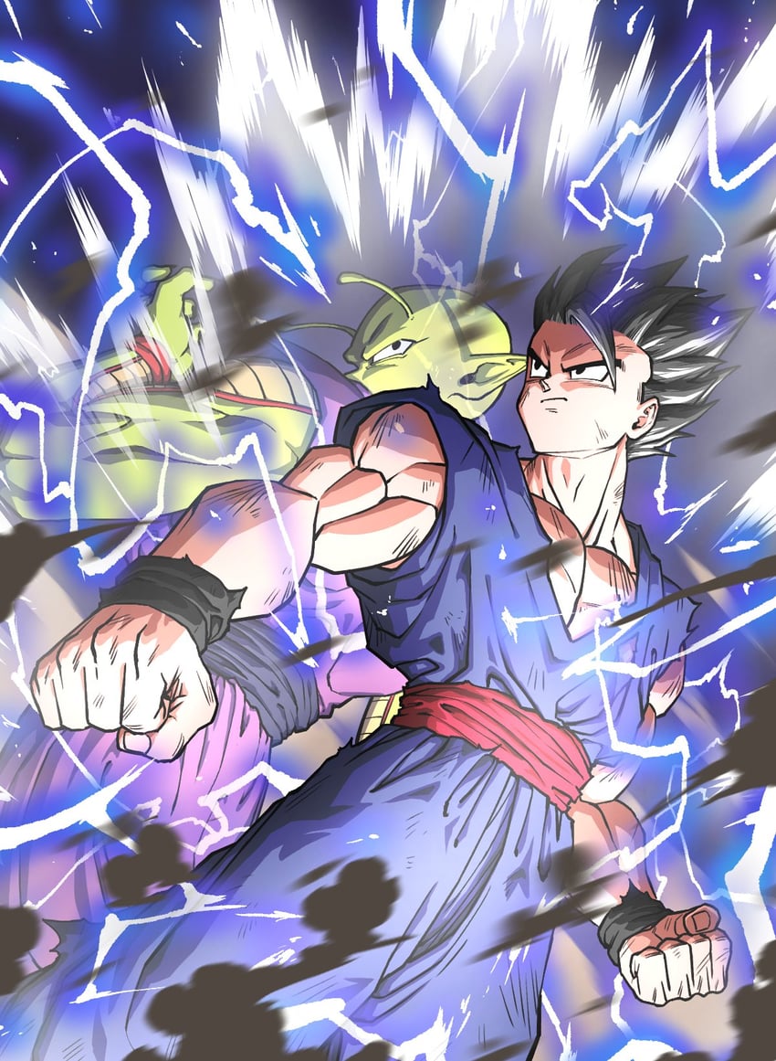 son gohan and piccolo (dragon ball and 2 more) drawn