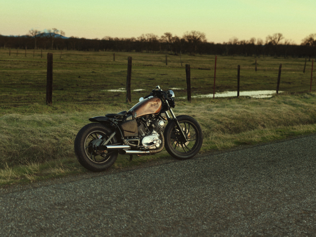 Download wallpaper Yamaha, road, bike, nature, motorcycle, custom, cruiser, vehicle, motorbike, transport, Virago 750, Yamaha xv750 virago, 750cc, Virago, section motorbike in resolution 1024x768