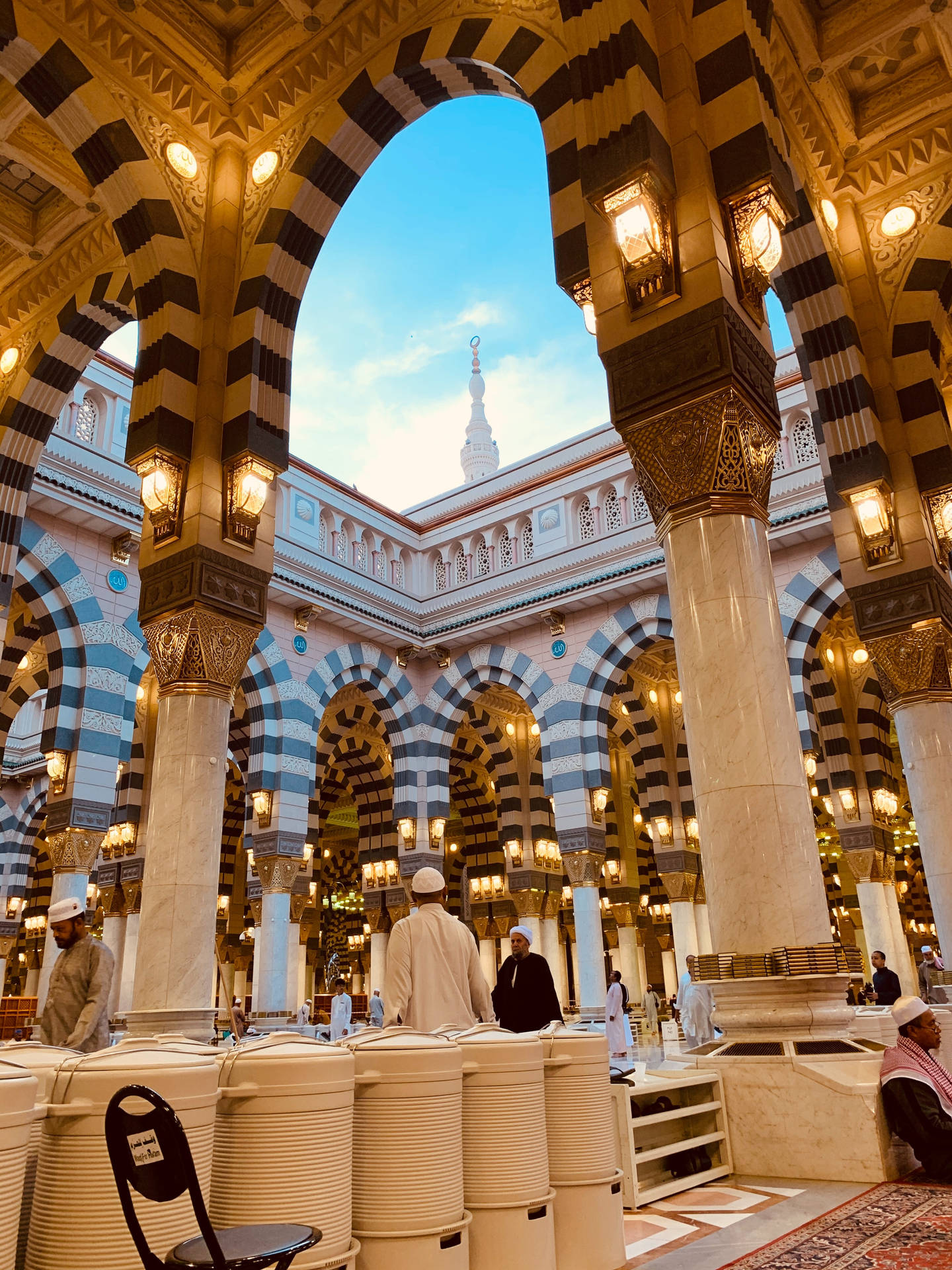 Download Interior Of Prophet's Mosque Madina Wallpaper