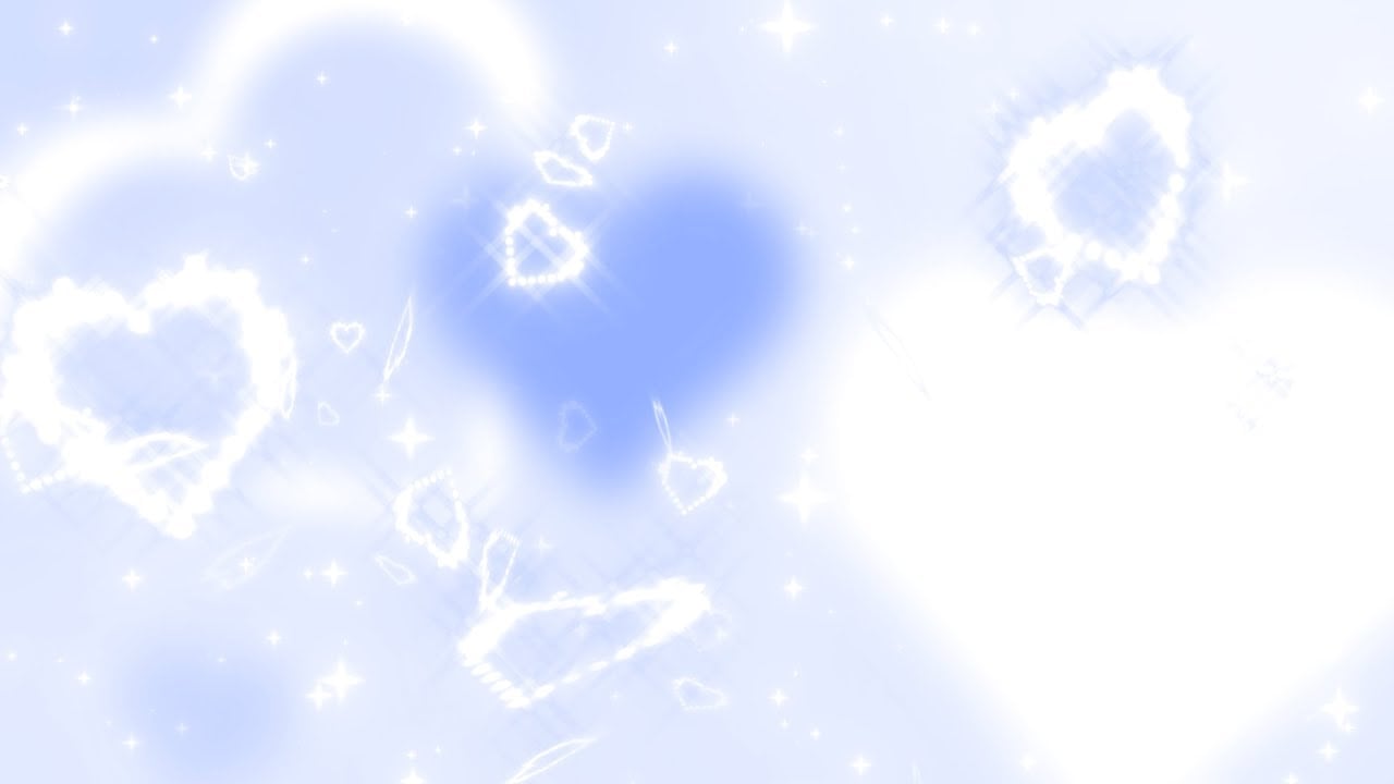 Y2k Blurred and Glittering Blue Stars and Hearts Background.. 1 Hour Looped HD