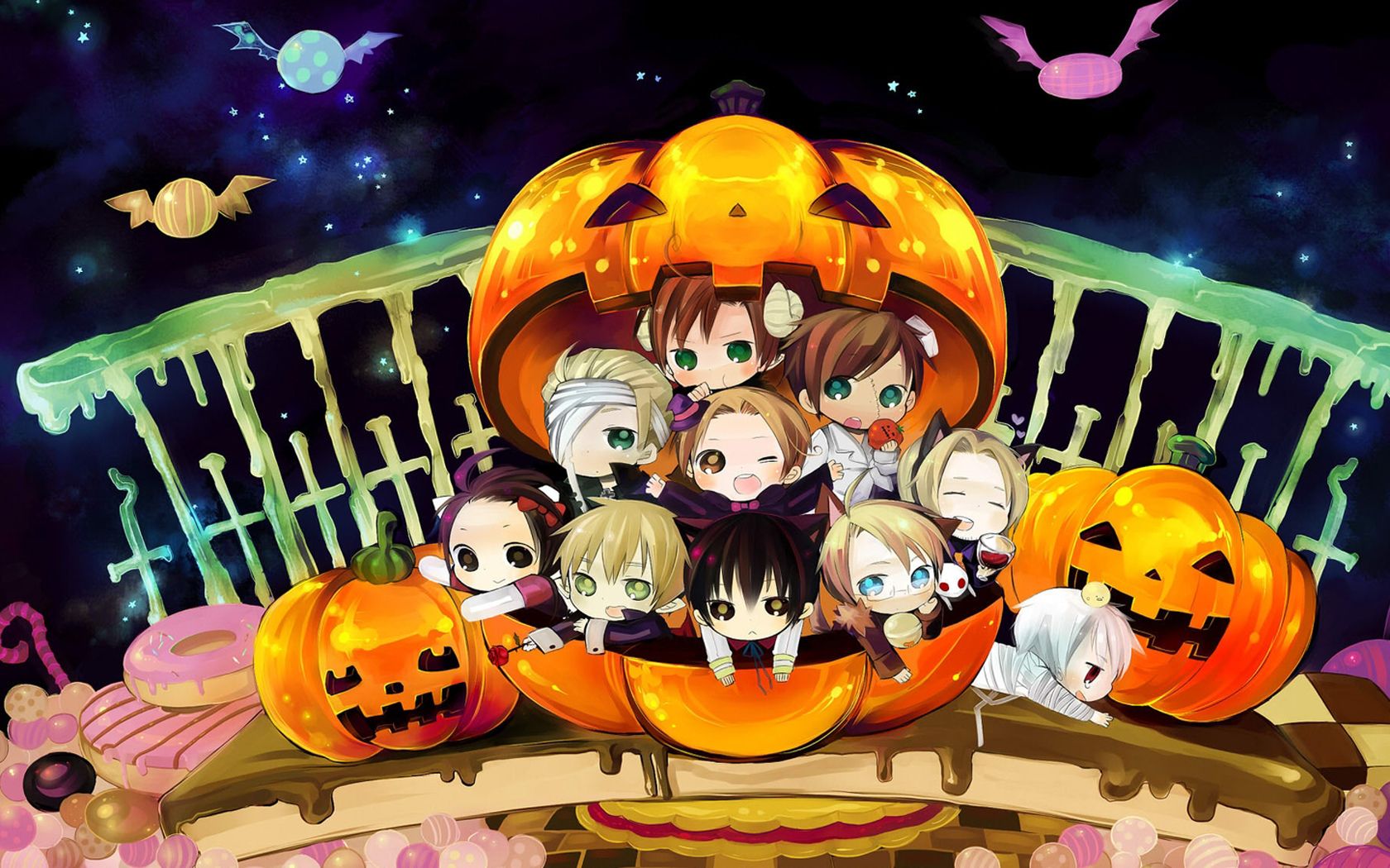 Vacances Halloween Fond d'écran. Anime halloween, Anime, Hetalia chibi