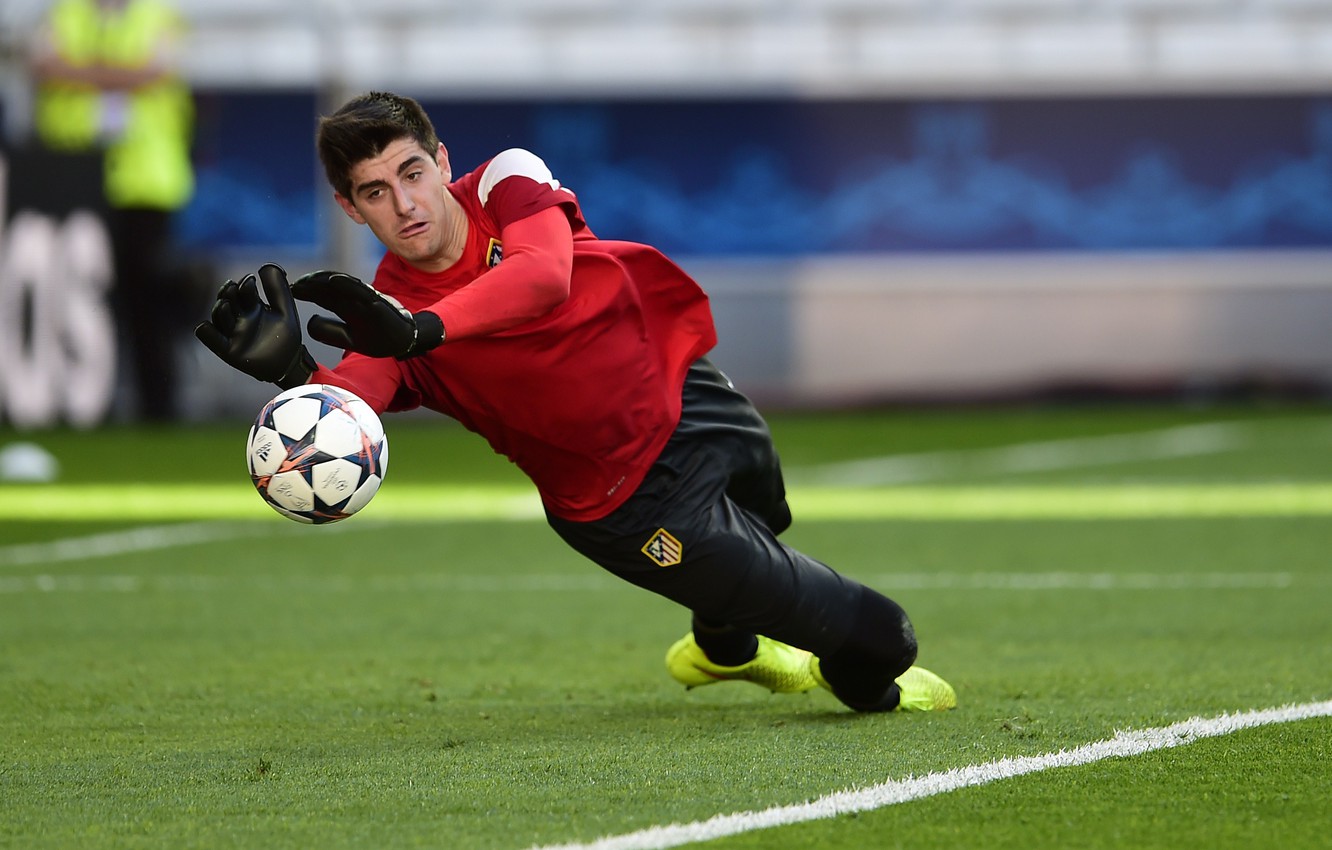 Wallpaper the ball, the final, Champions League, Atletico Madrid, training, goalkeeper, training, Thibaut Courtois, Thibaut Courtois, Atletico Madrid image for desktop, section спорт
