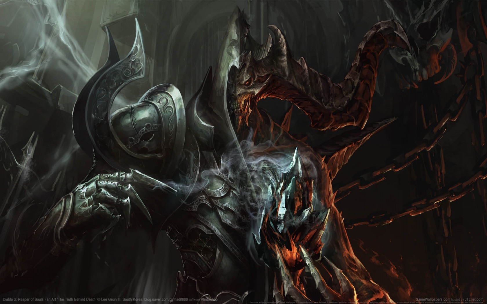 Wallpaper, digital art, video games, fantasy art, demon, Diablo III, mythology, darkness, screenshot, computer wallpaper, fictional character 1680x1050