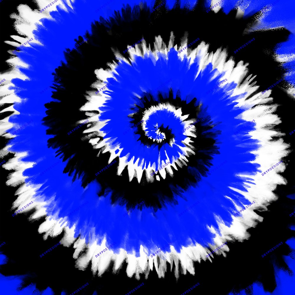 Black White + Blue Tiedye Swirl Digital Paper