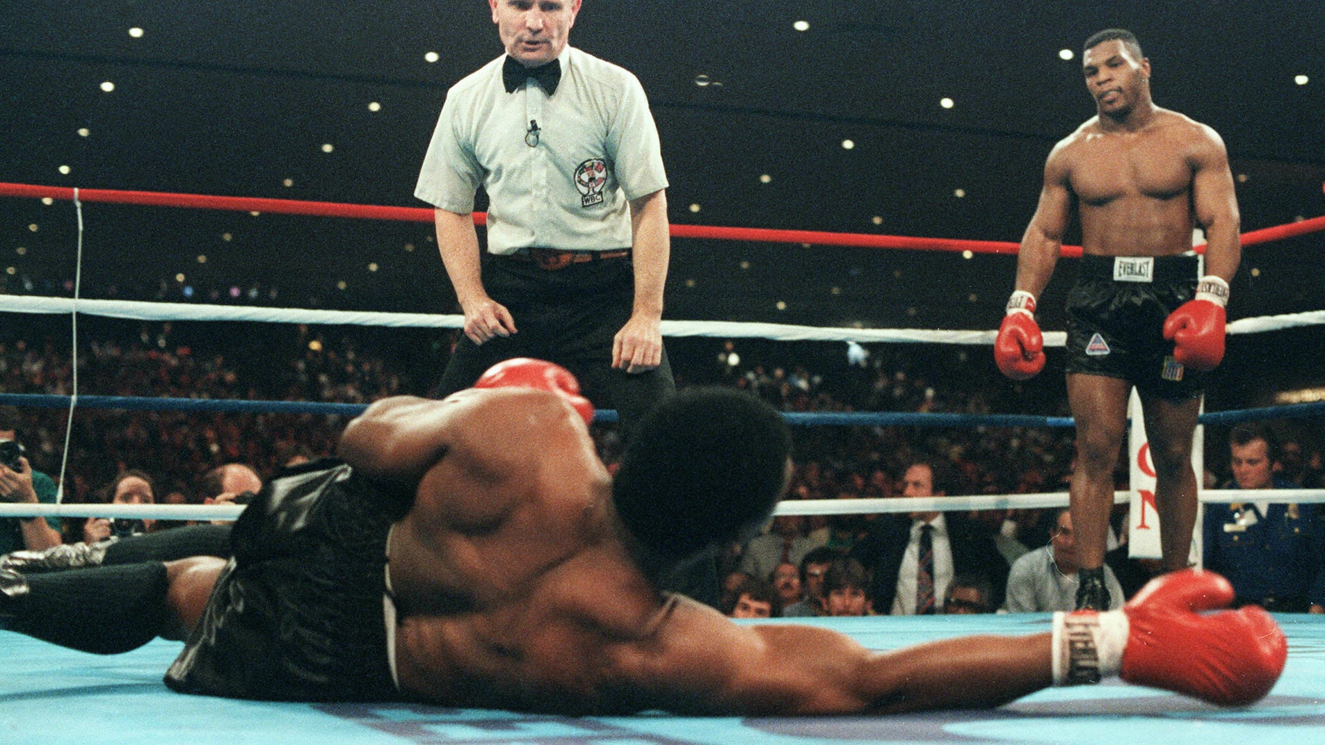 Mike Tyson destroyed Trevor Berbick to become the youngest world heavyweight boxing champion he has the chance to relive glory nights in Roy Jones Jr fight