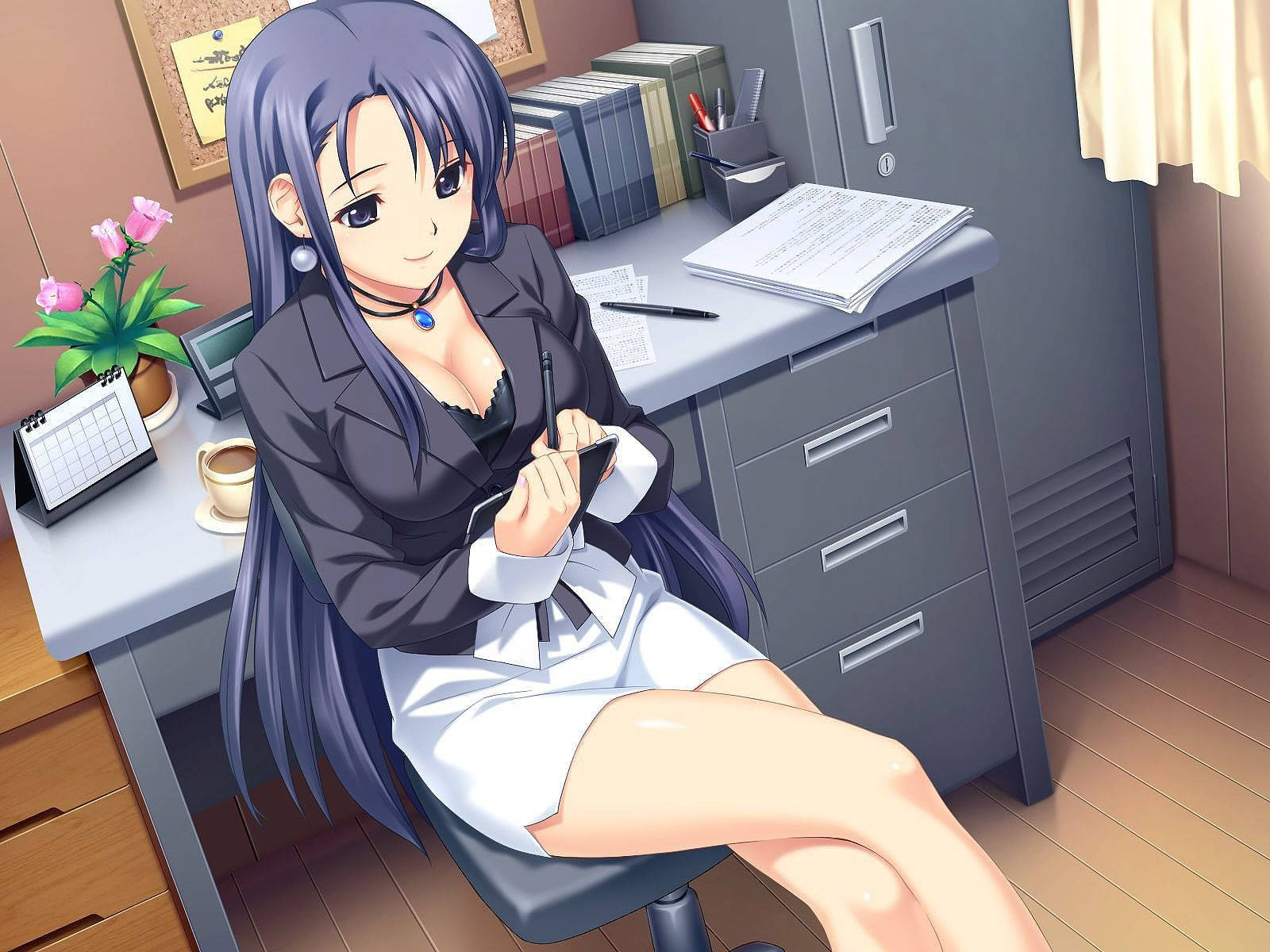 Download Anime Office Girl Wallpaper