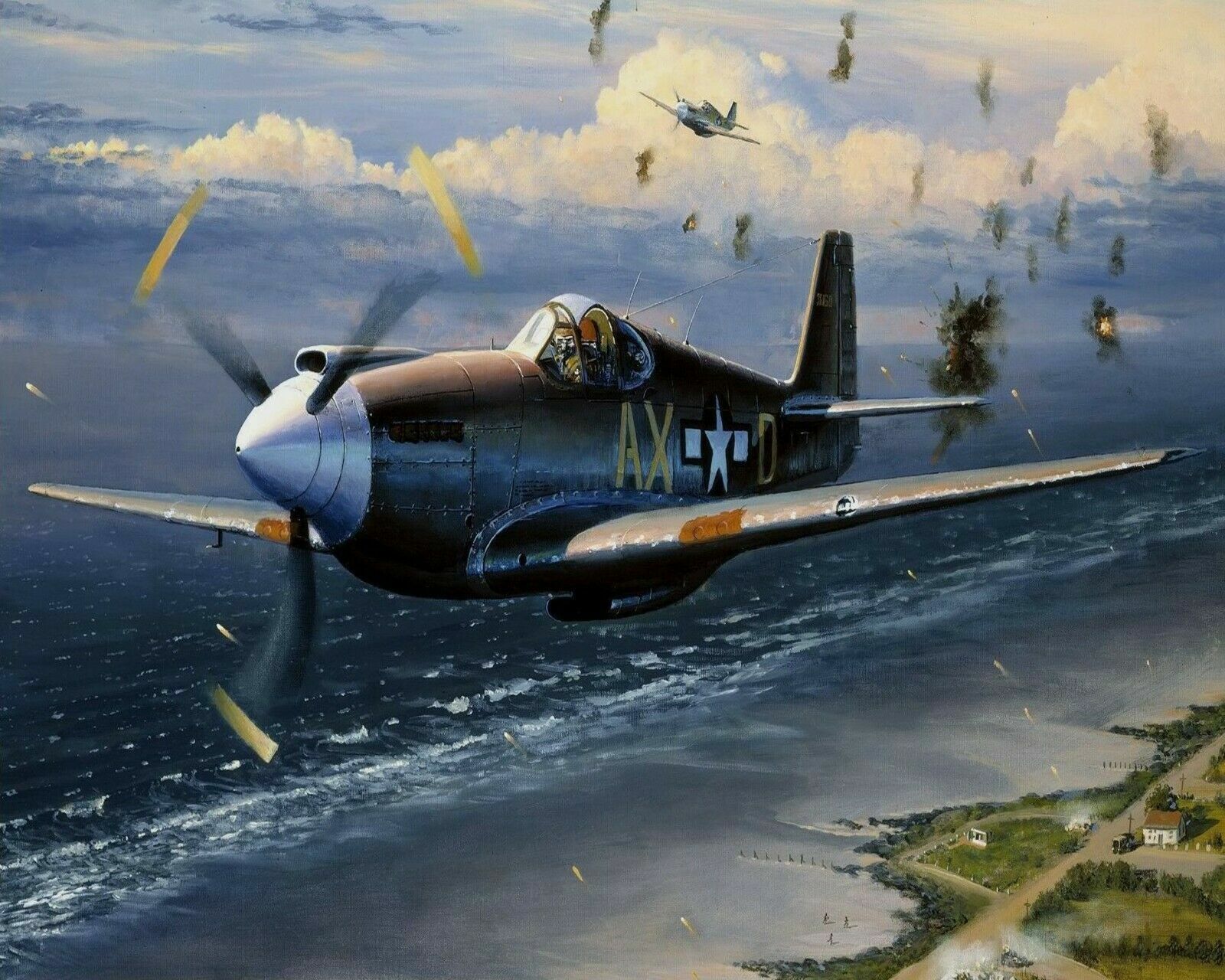 World War 2 Fighter Planes Aircraft Over Coast Painting Paint By Numbers Kit DIY