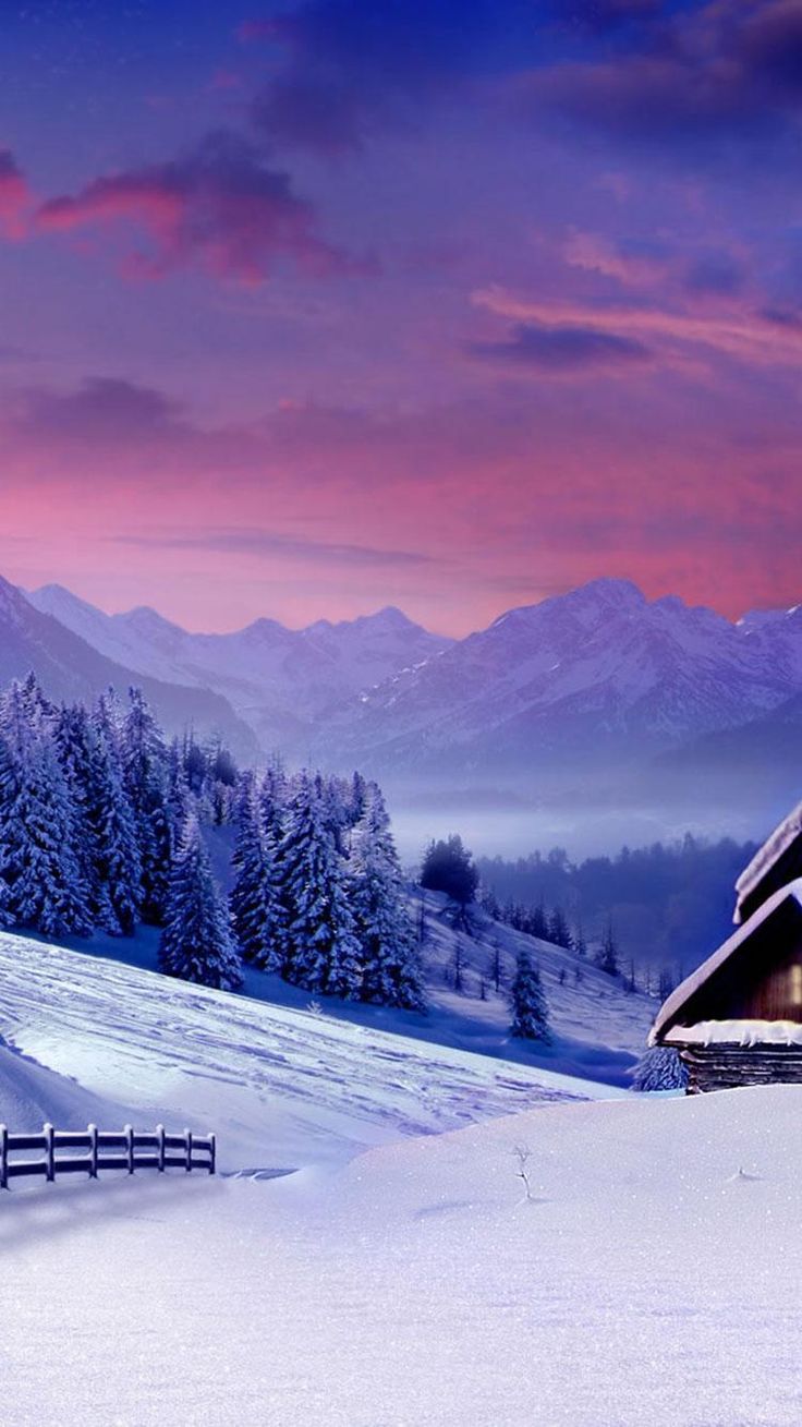 Winter Mountain Sunset. Winter wallpaper, Winter background iphone, iPhone wallpaper winter