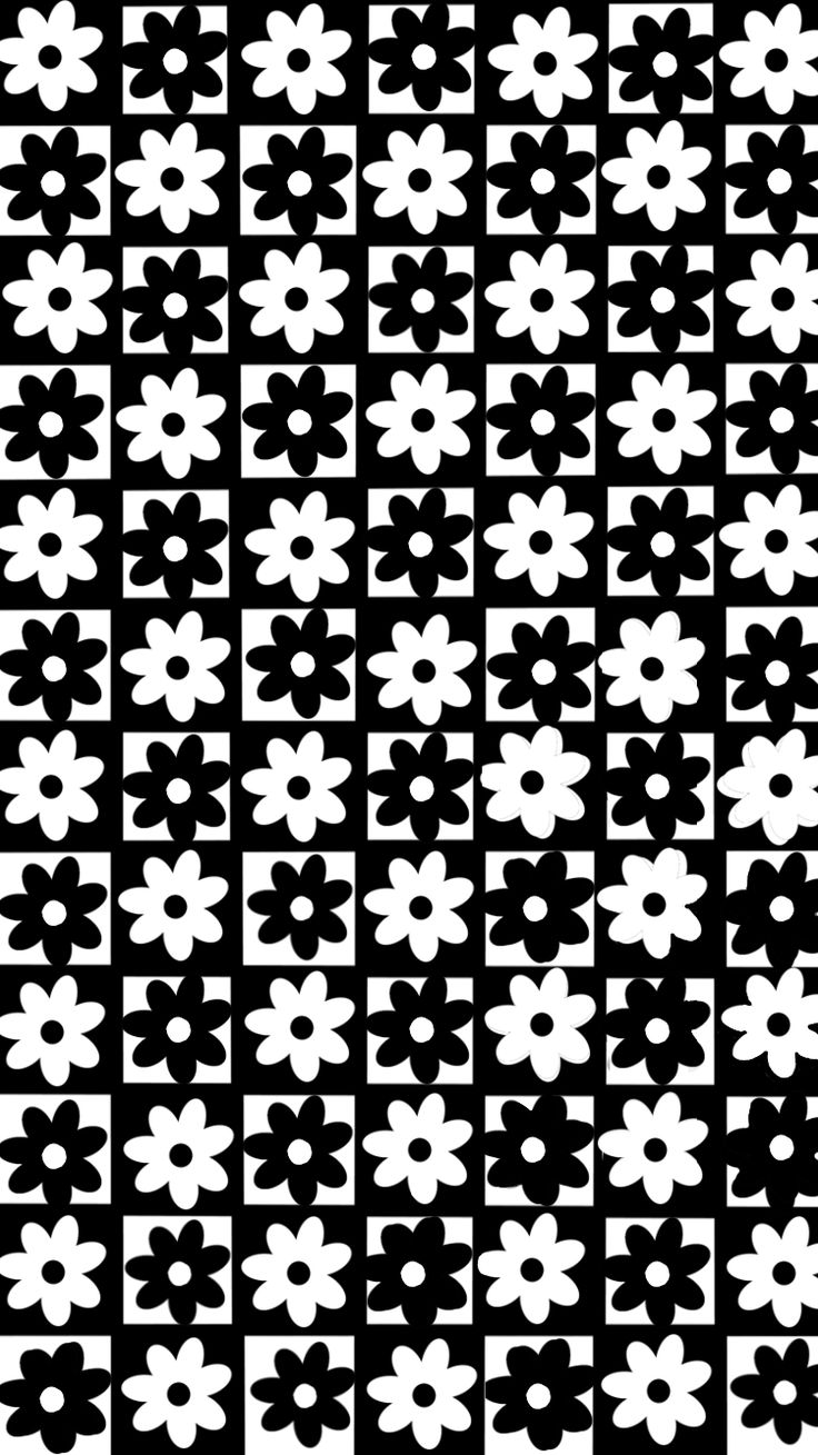 Black and white checkered flower wallpaper art. Phone wallpaper patterns, Wallpaper doodle, Cute wallpaper background
