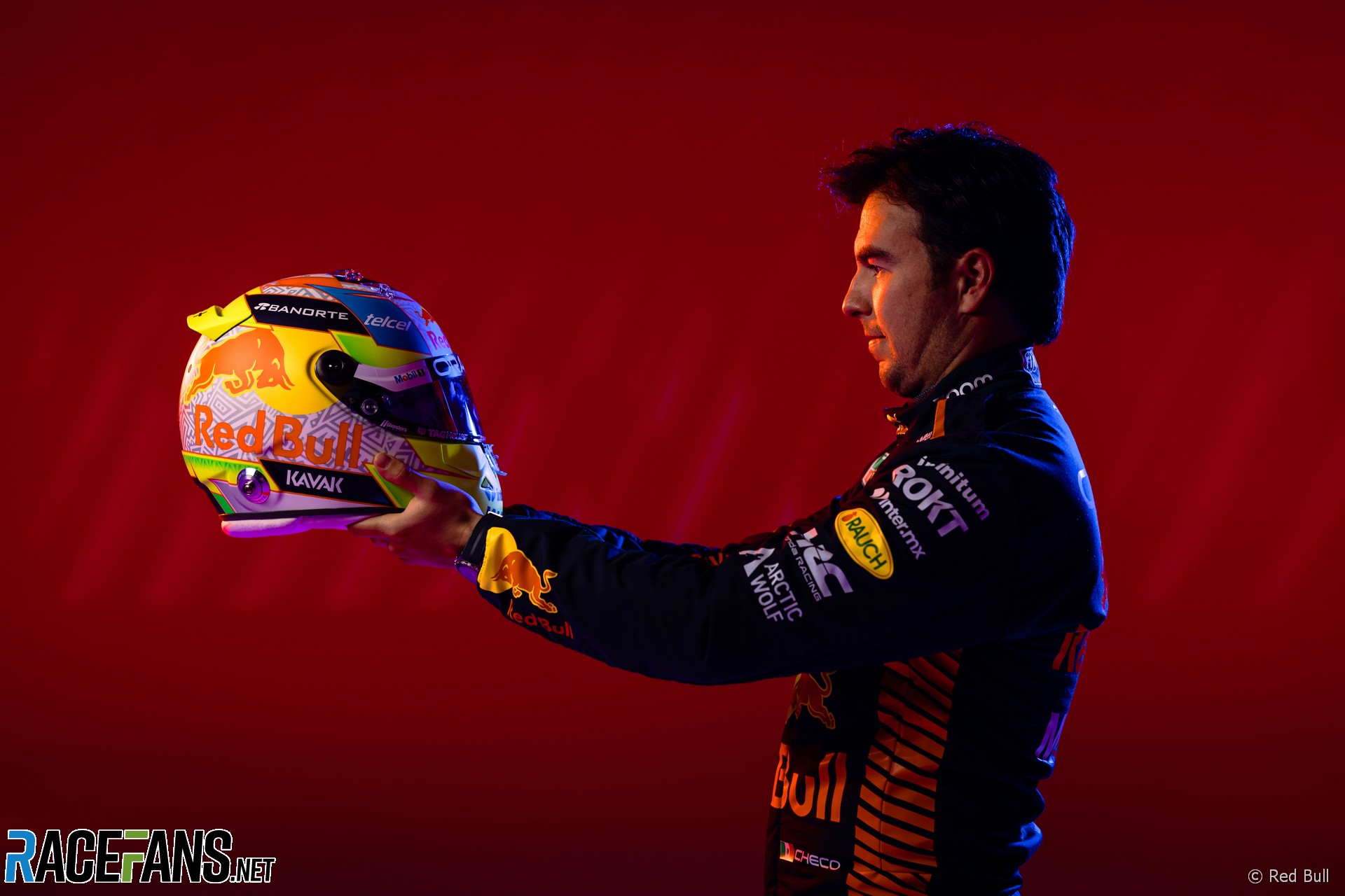 Sergio Perez, Red Bull RB19 livery launch, 2023 · RaceFans