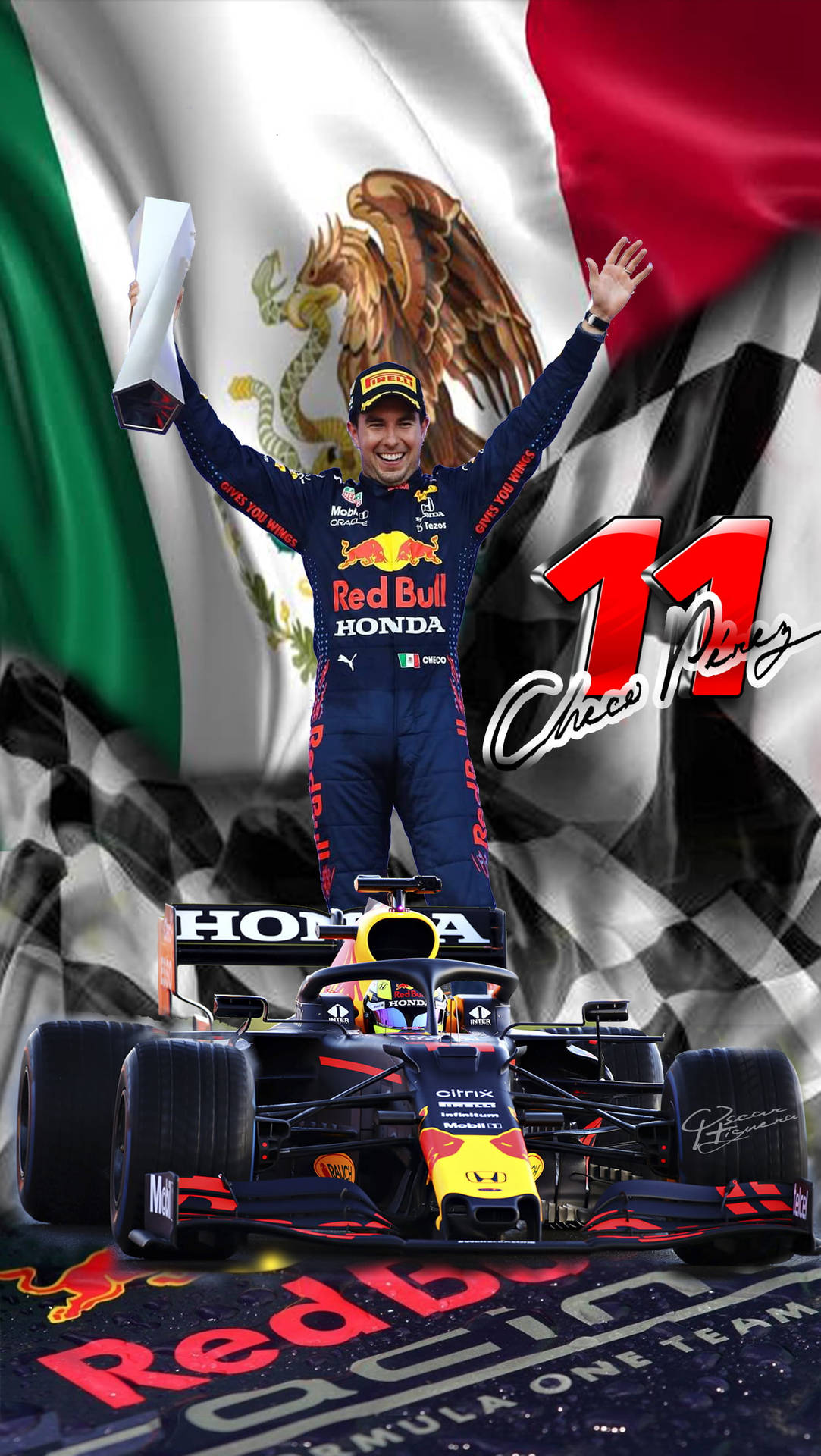 Download Sergio Perez Mexican Flag Wallpaper