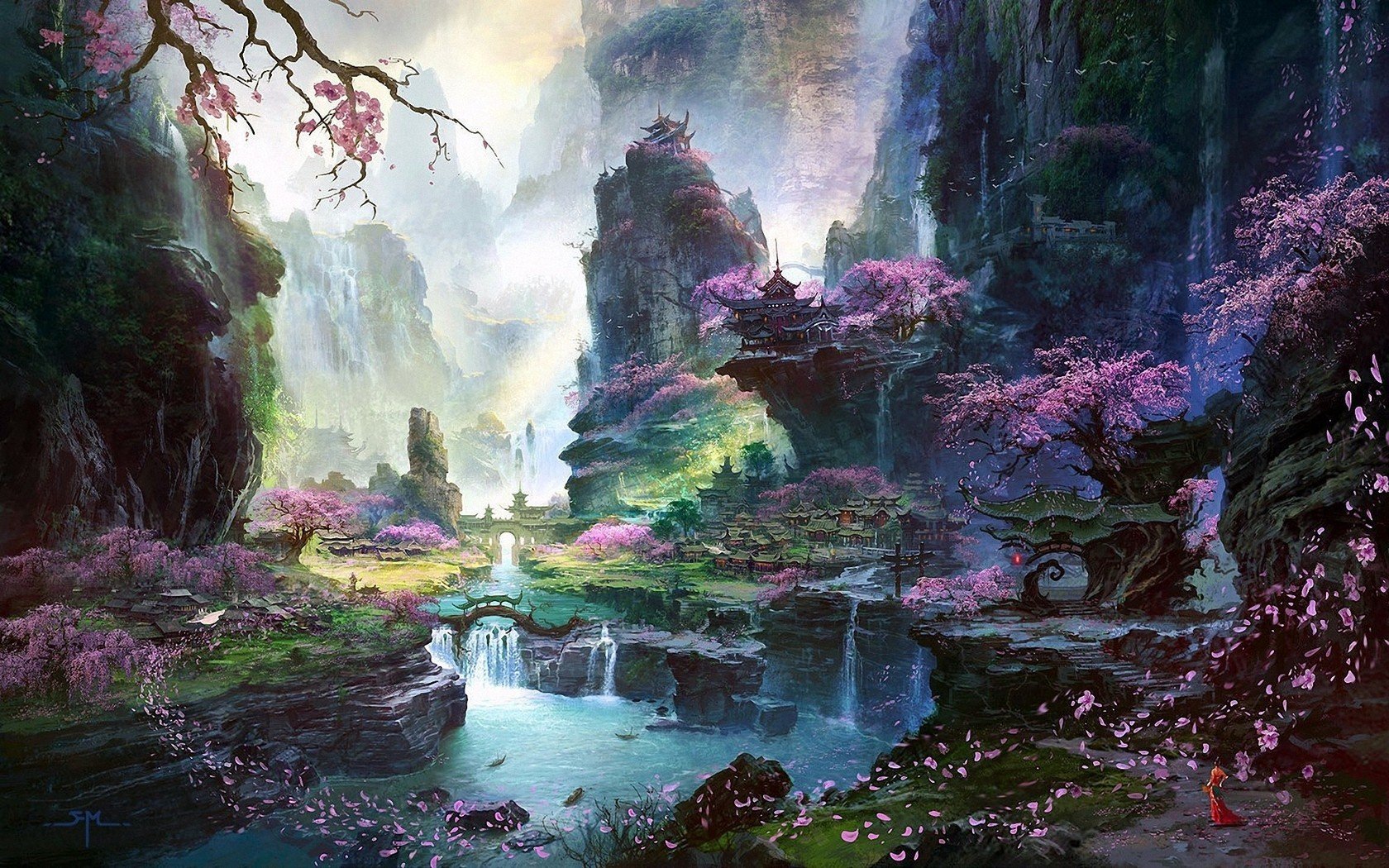 cherry blossom, fantasy art Gallery HD Wallpaper