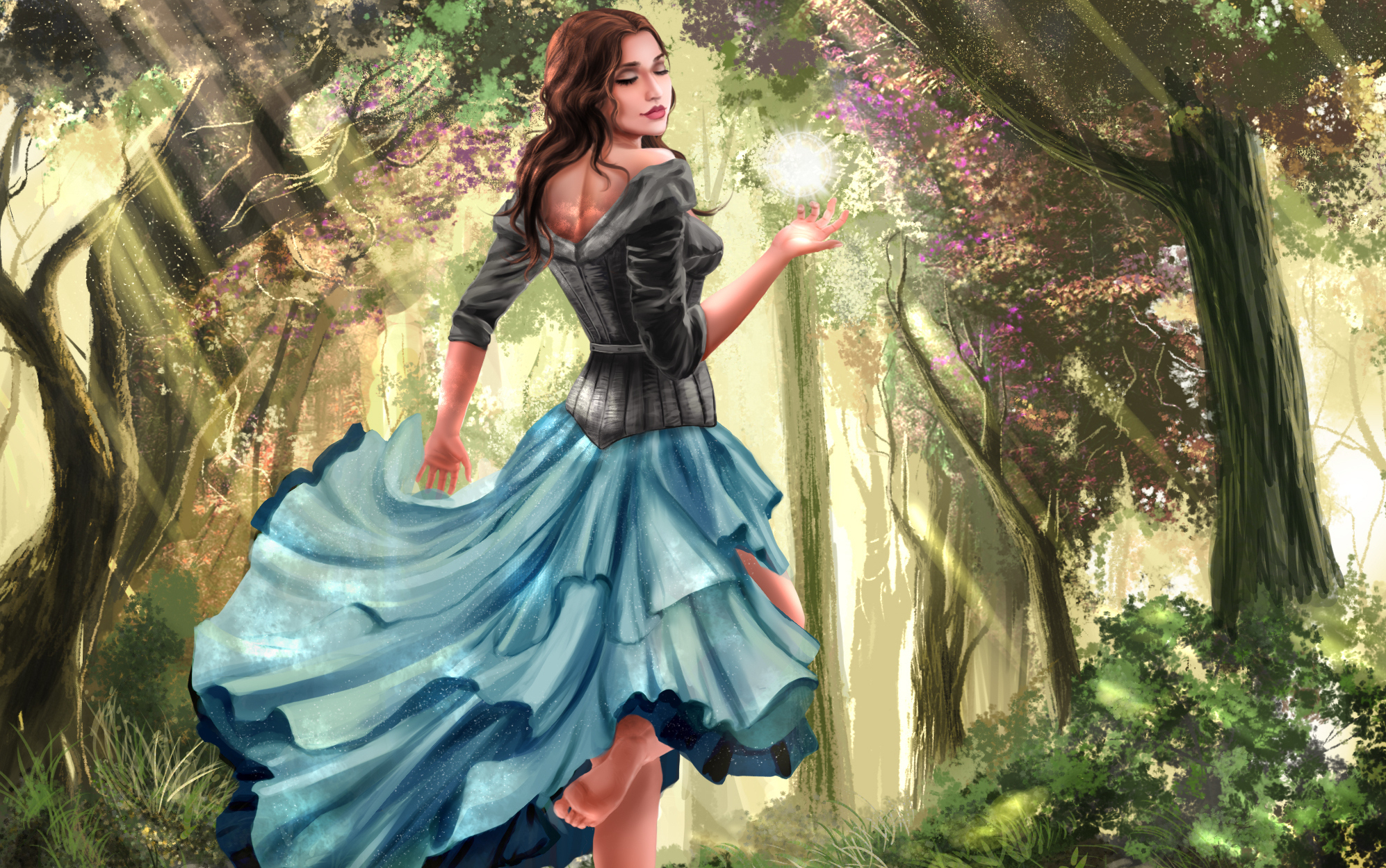 Fantasy Girl in Spring Forest
