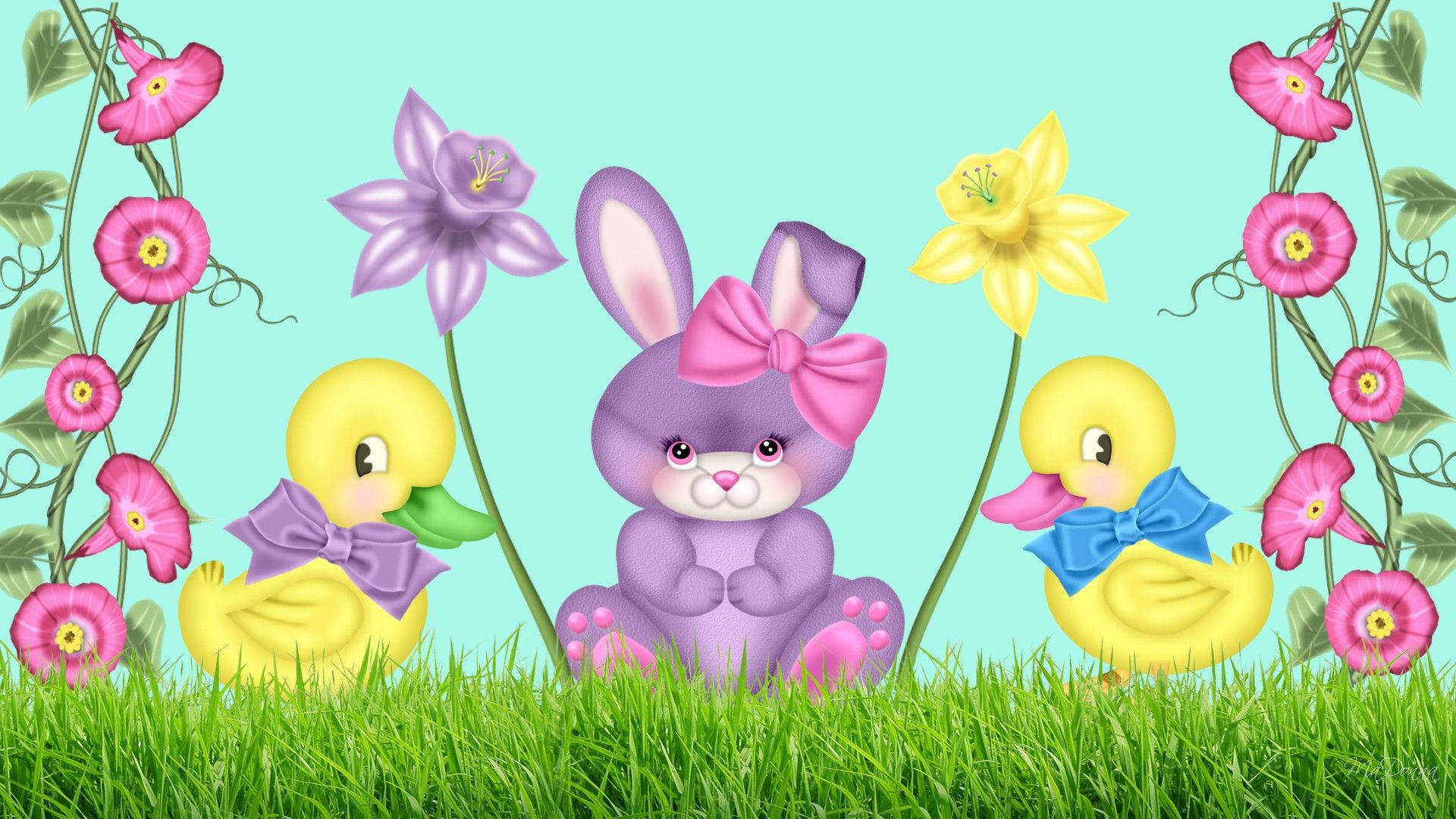 Download Cute Purple Easter Bunny Wallpaper