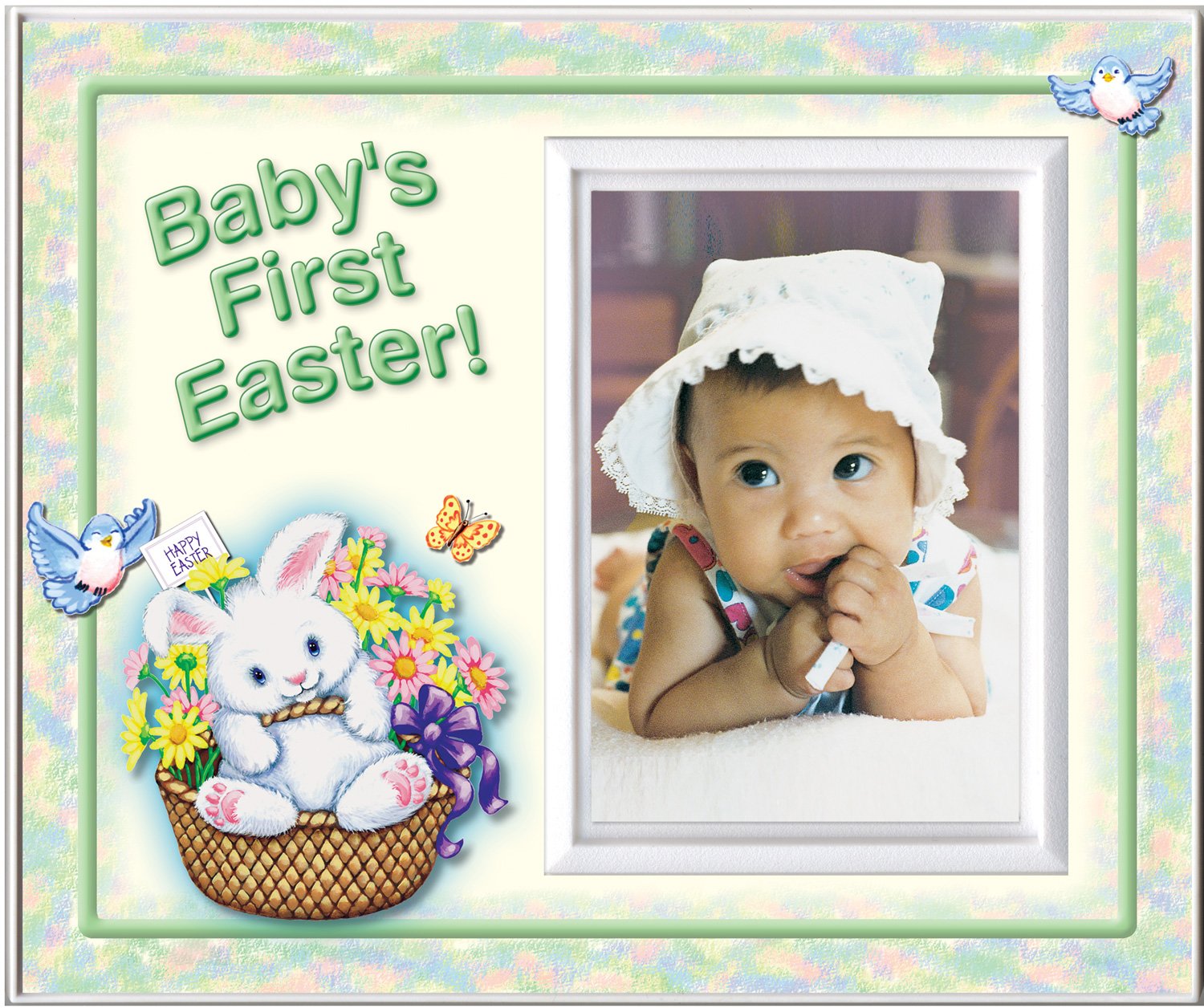 Babys Easter Bunny Frame. Bright & Colorful Spring Picture Frame For My First Easter Frame. Frame Measures 8.25 X 7 And Holds 3.5 X 5 Photo. Iinnovative Front Load Photo