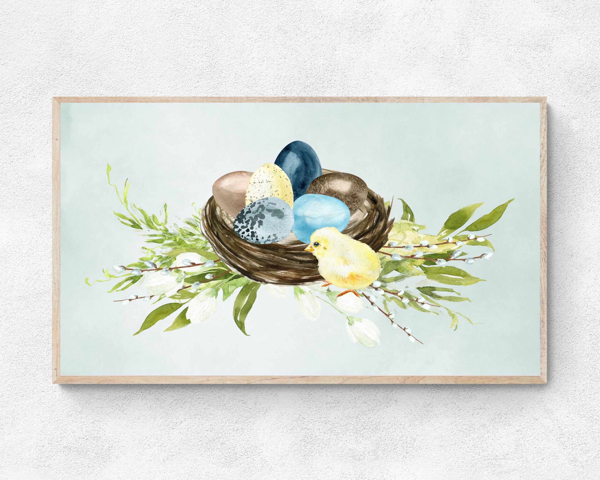 Samsung Frame TV Art Easter Eggs and Chick Tv Art Watercolor