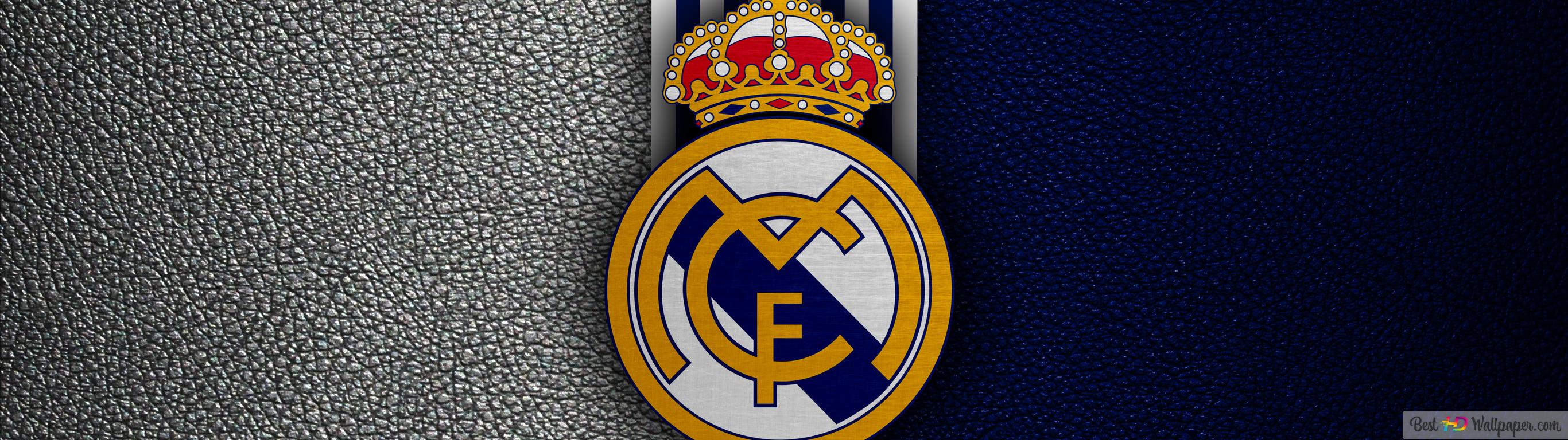 Spain la liga football team real madrid logo 4K wallpaper download