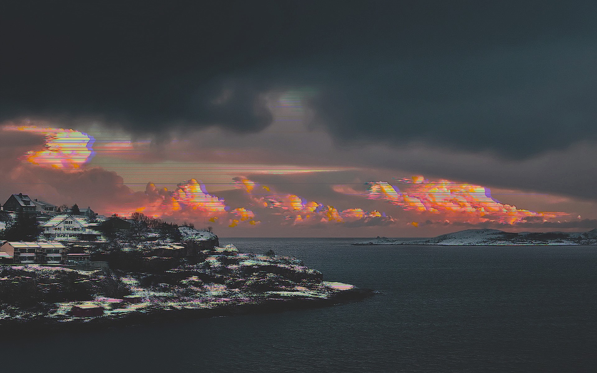 glitch art sea landscape Gallery HD Wallpaper