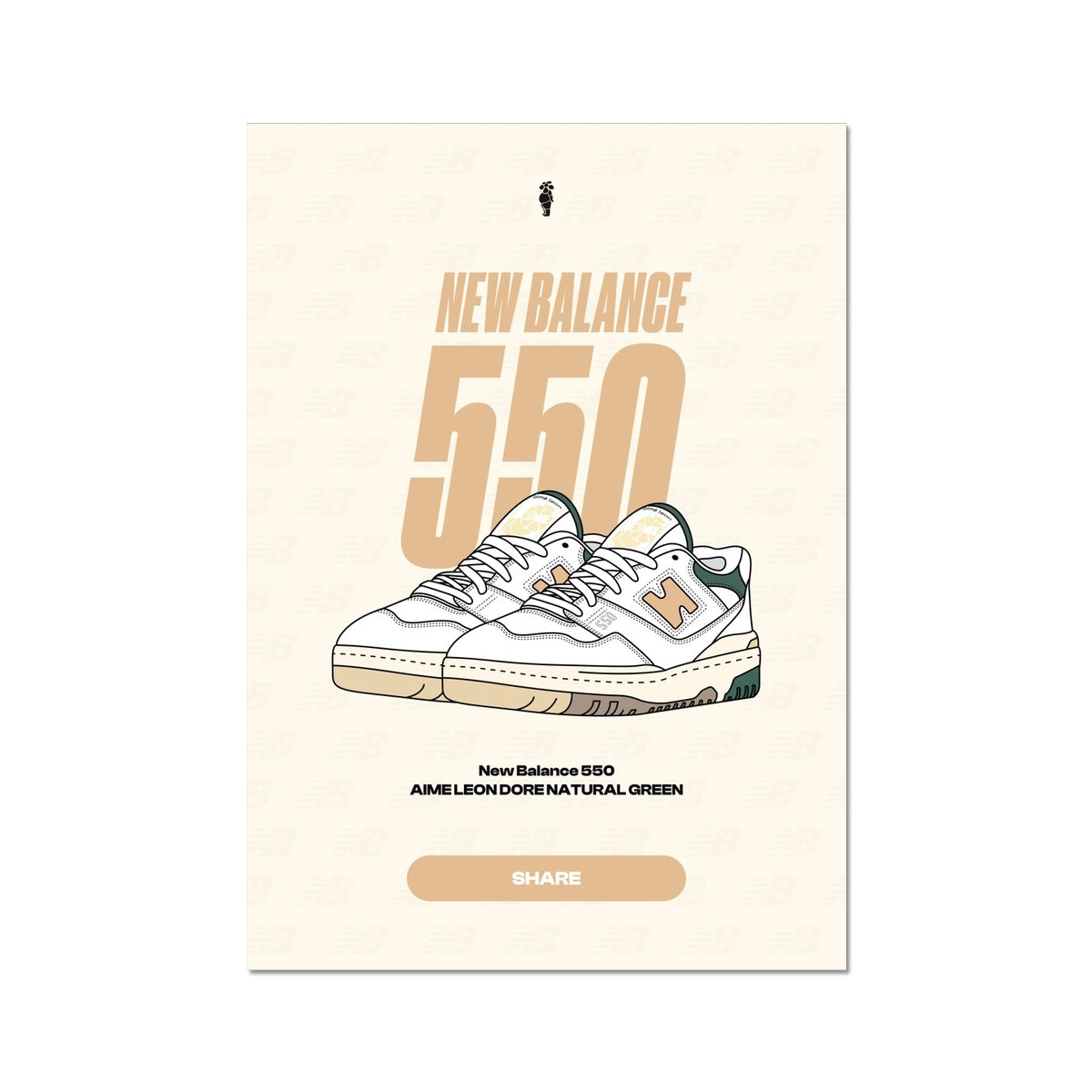 New Balance 550 Leon Dore Natural Green Wall Art Poster