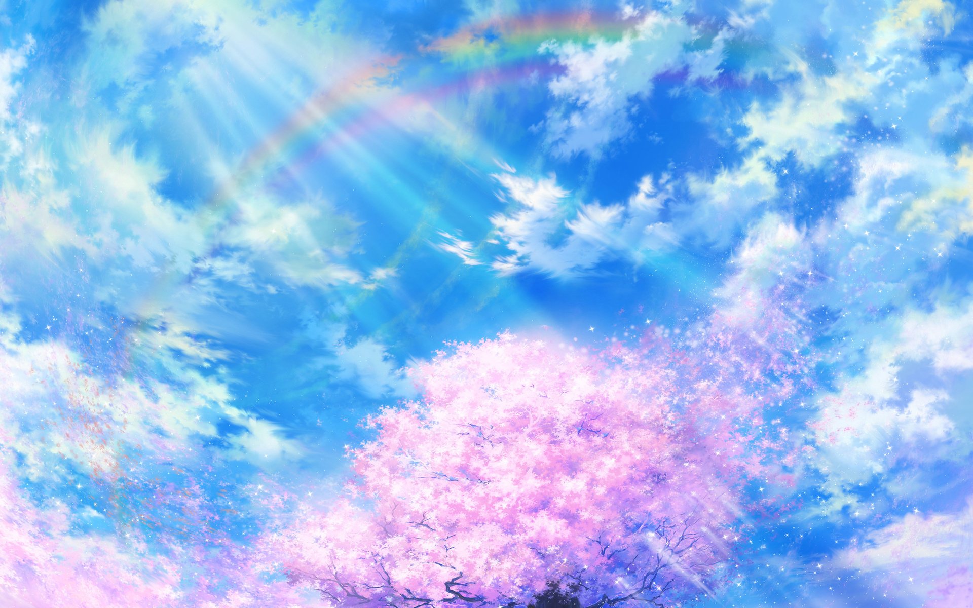cherry, Nature, Rainbow, Sky, Clouds, Art, Tsujiki Wallpaper HD / Desktop and Mobile Background