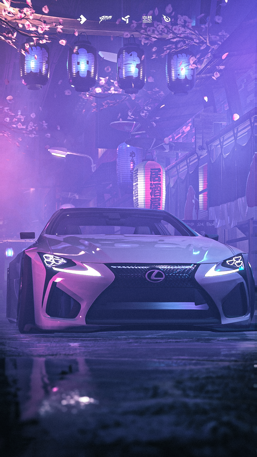 Lexus Lexus LC 500 JDM Japanese Cars Neo Tokyo Tokyo Prefecture Japanese Art Retrowave Cyberpunk Neo Wallpaper:1080x1920
