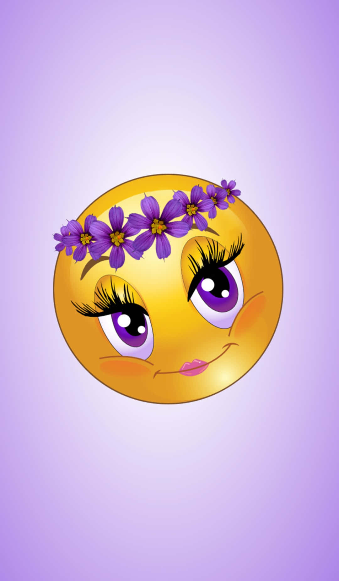 Download Emoji Girl With Purple Flower Crown Wallpaper