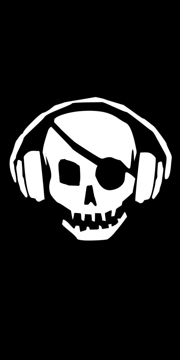 Pirate's skull, music, minimal, headphones, 1080x2160 wallpaper. Skull wallpaper, Graphic wallpaper, Skull art